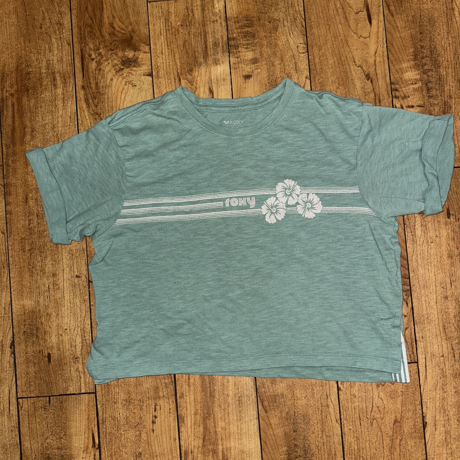 Vintage Roxy Crop Top T-Shirt Blue Medium Boxy Fit 18x17 Size M / US 6-8 / IT 42-44 - 1 Thumbnail