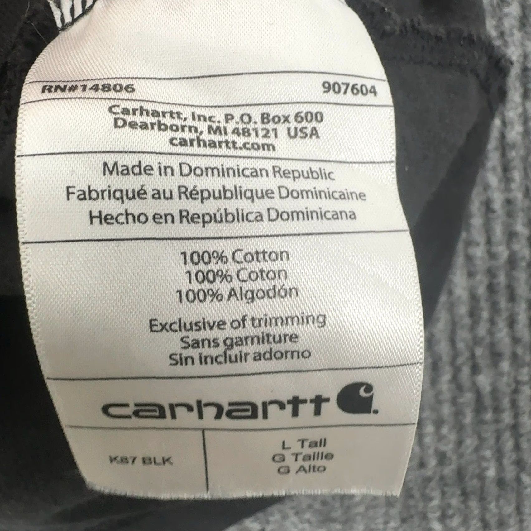 Carhartt VINTAGE Carhartt K87 Black LT T Shirt Mens Tall Loose Fit Workwear Jersey Crew Neck with Pockets Size US L / EU 52-54 / 3 - 7 Thumbnail