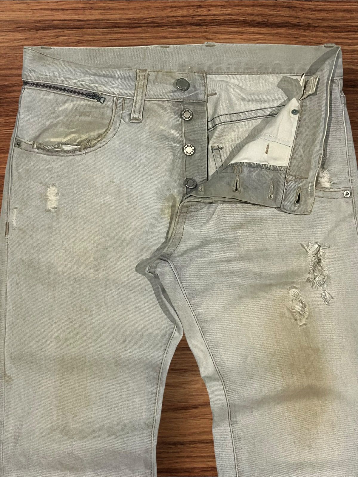 Neil Barrett Vintage Italian Neil Barrett Distressed Button Fly Mud Jeans Size US 33 - 5 Thumbnail