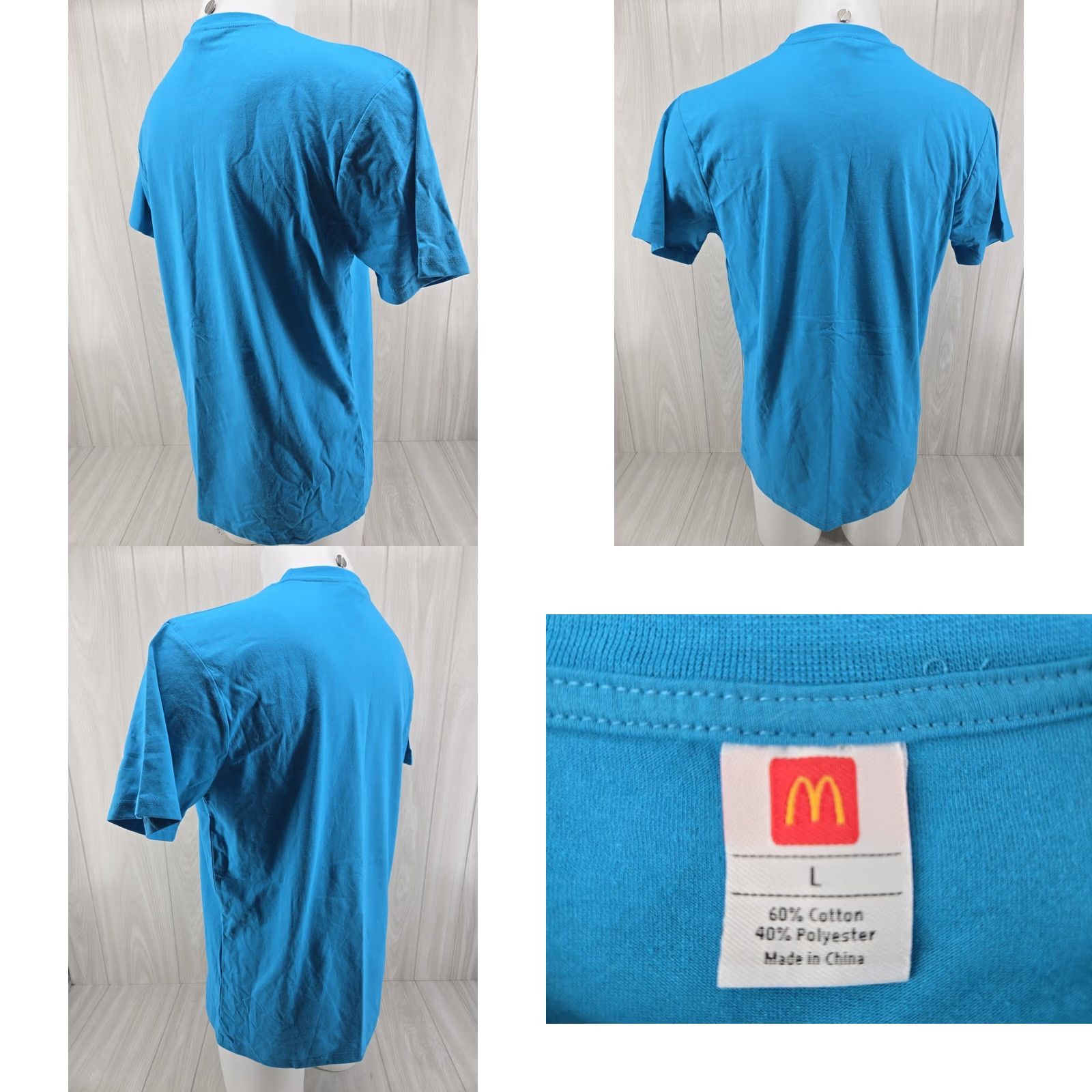 Vintage Light Blue McDonald's T-Shirt Large Adults Short Sleeve Unisex Blue 90s Theme Fry Design Mens Womens Size US L / EU 52-54 / 3 - 8 Thumbnail