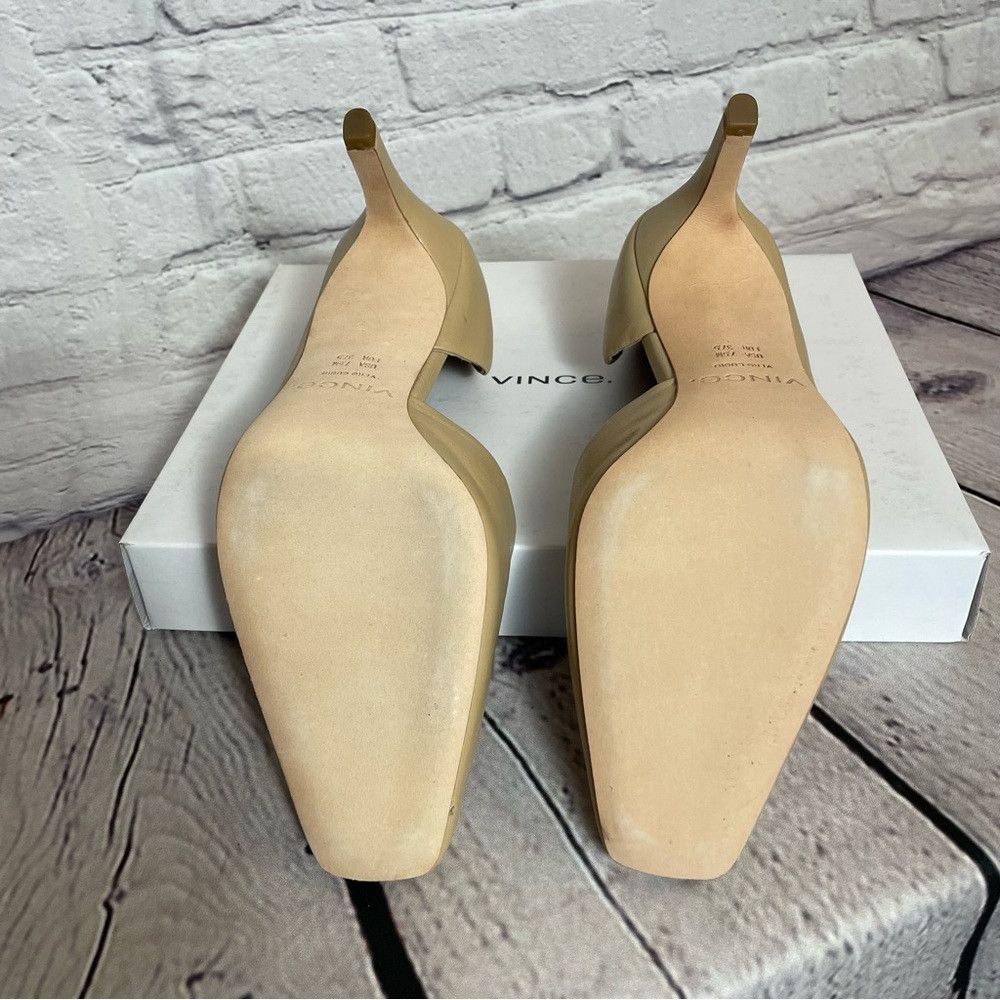Vince New Vince Tiana Square Toe Beige Leather Pump Size 7.5 Size US 7.5 / IT 37.5 - 7 Thumbnail
