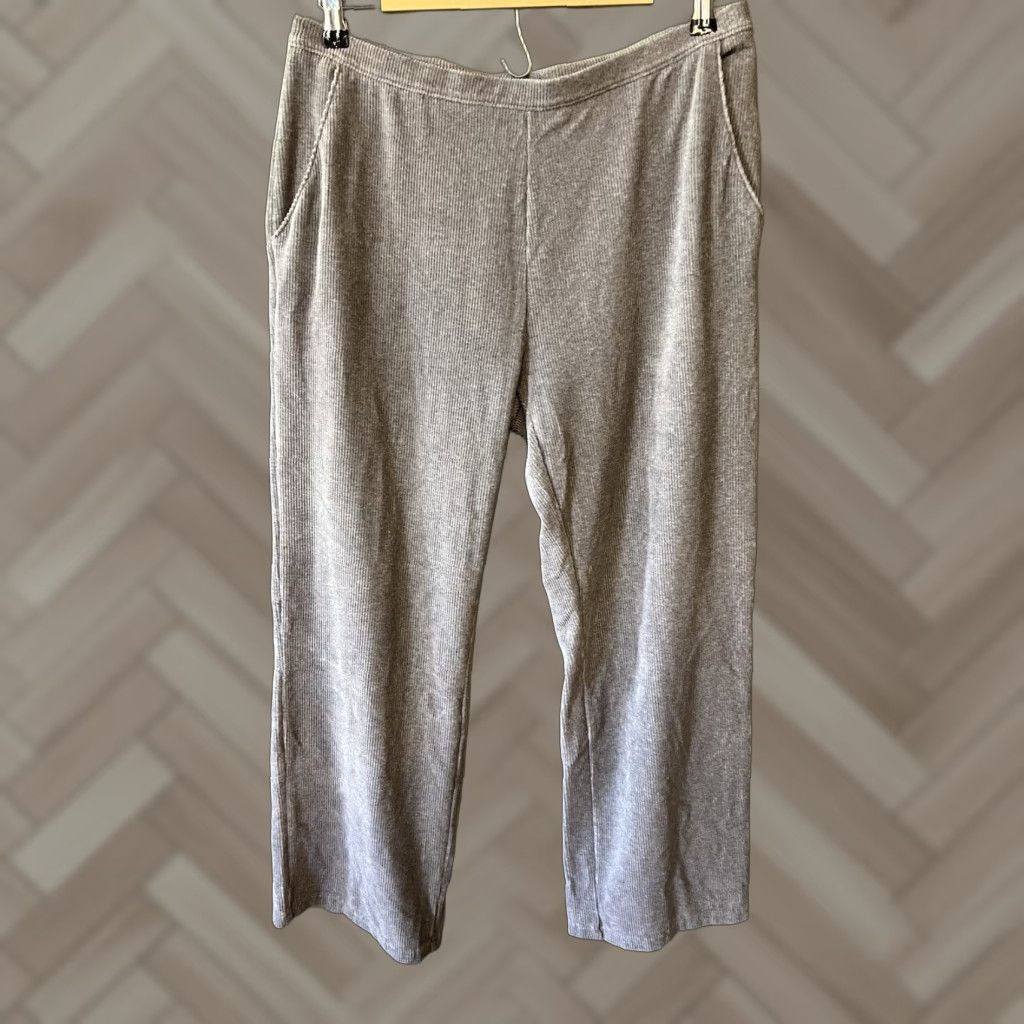Vintage LL Bean Womens Pants Lounge Ribbed Wide-Leg Petite Gray Fall Winter Spring Summer Casual Size 24" / US 00 / IT 34 - 1 Thumbnail