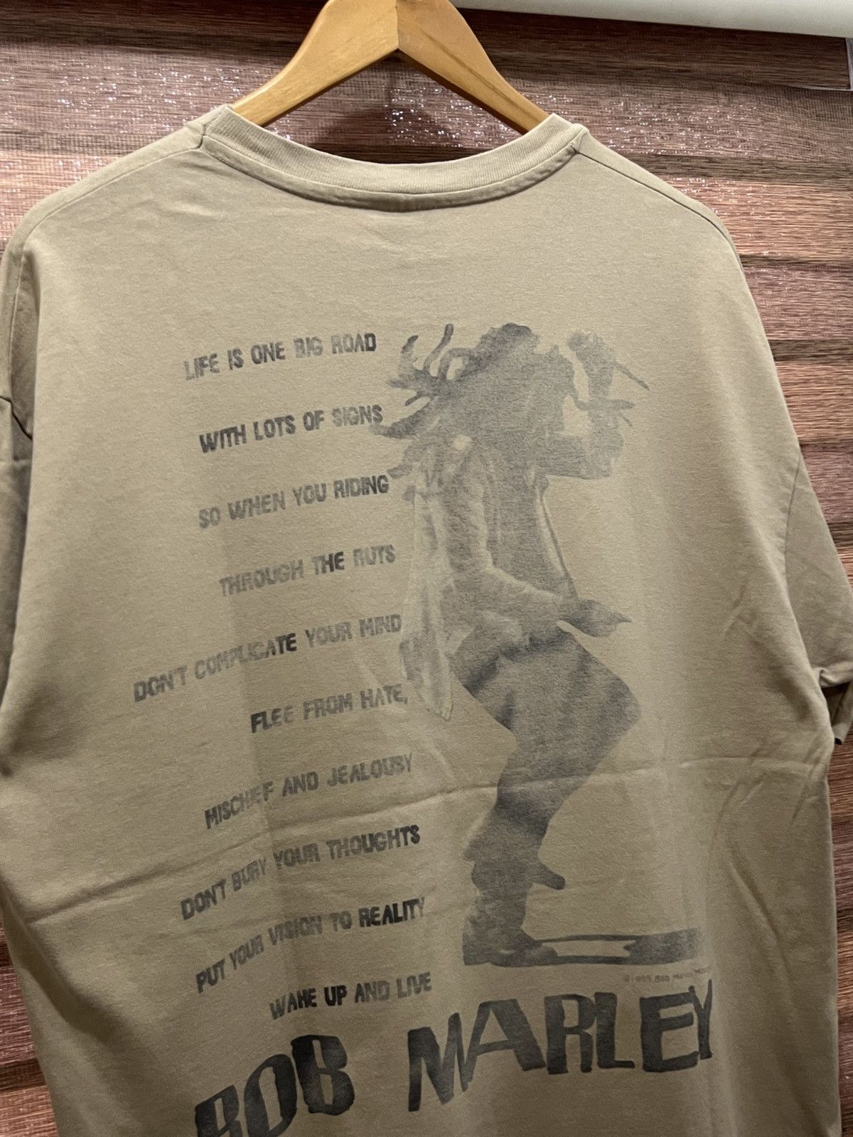 Bob Marley × Rap Tees × Vintage Vintage 90s Bob Marley Wake Up & Live Rasta Rap Tee Size US XL / EU 56 / 4 - 8 Thumbnail