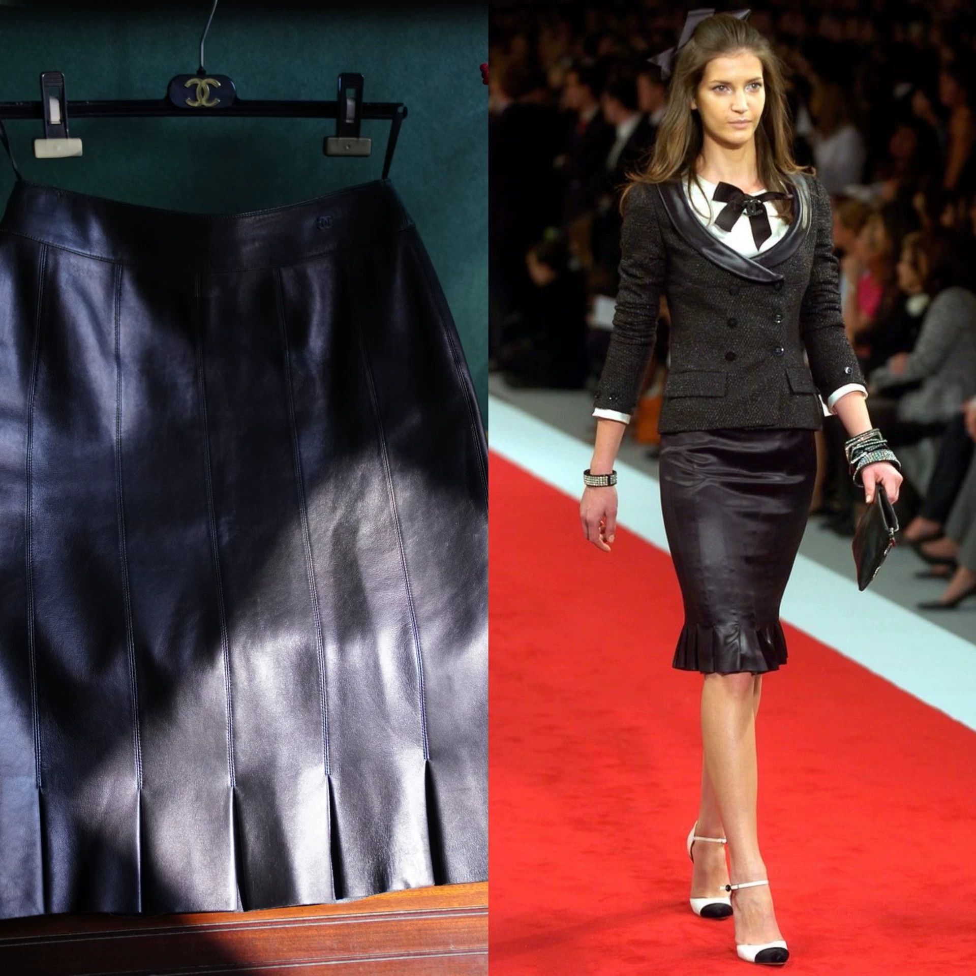 Chanel Chanel 2004 Runway Lambskin Bodycon Pleated Skirt Fr36 Size 26" / US 2 / IT 38 - 1 Thumbnail