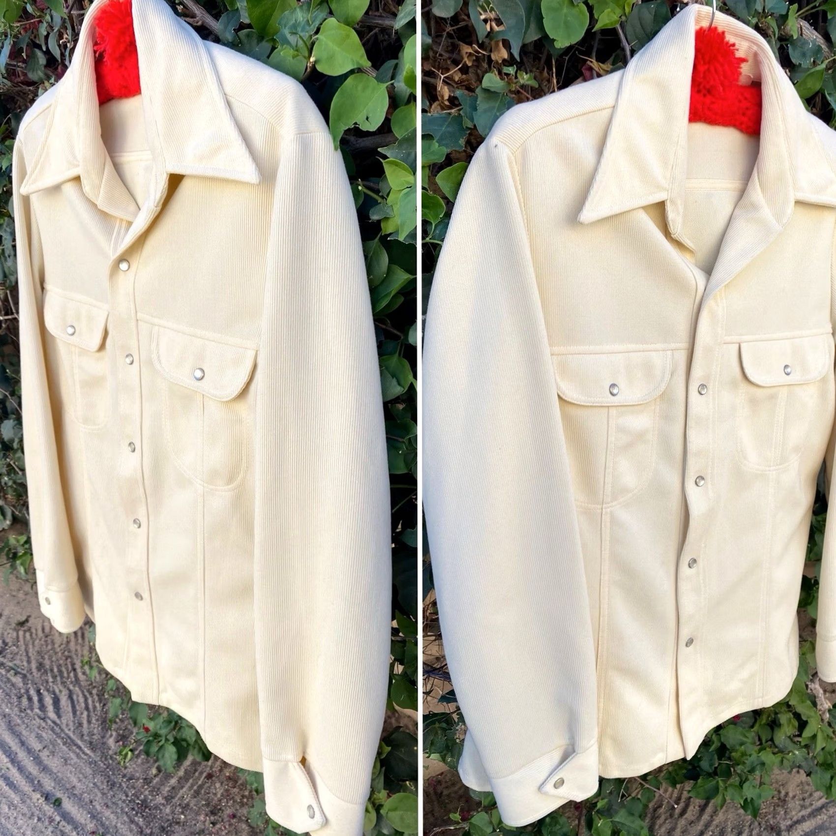 Vintage VINTAGE Tobias Western Shirt Jacket Cream Ribbed Knit Snap Front 70s M Mens Size US M / EU 48-50 / 2 - 2 Thumbnail