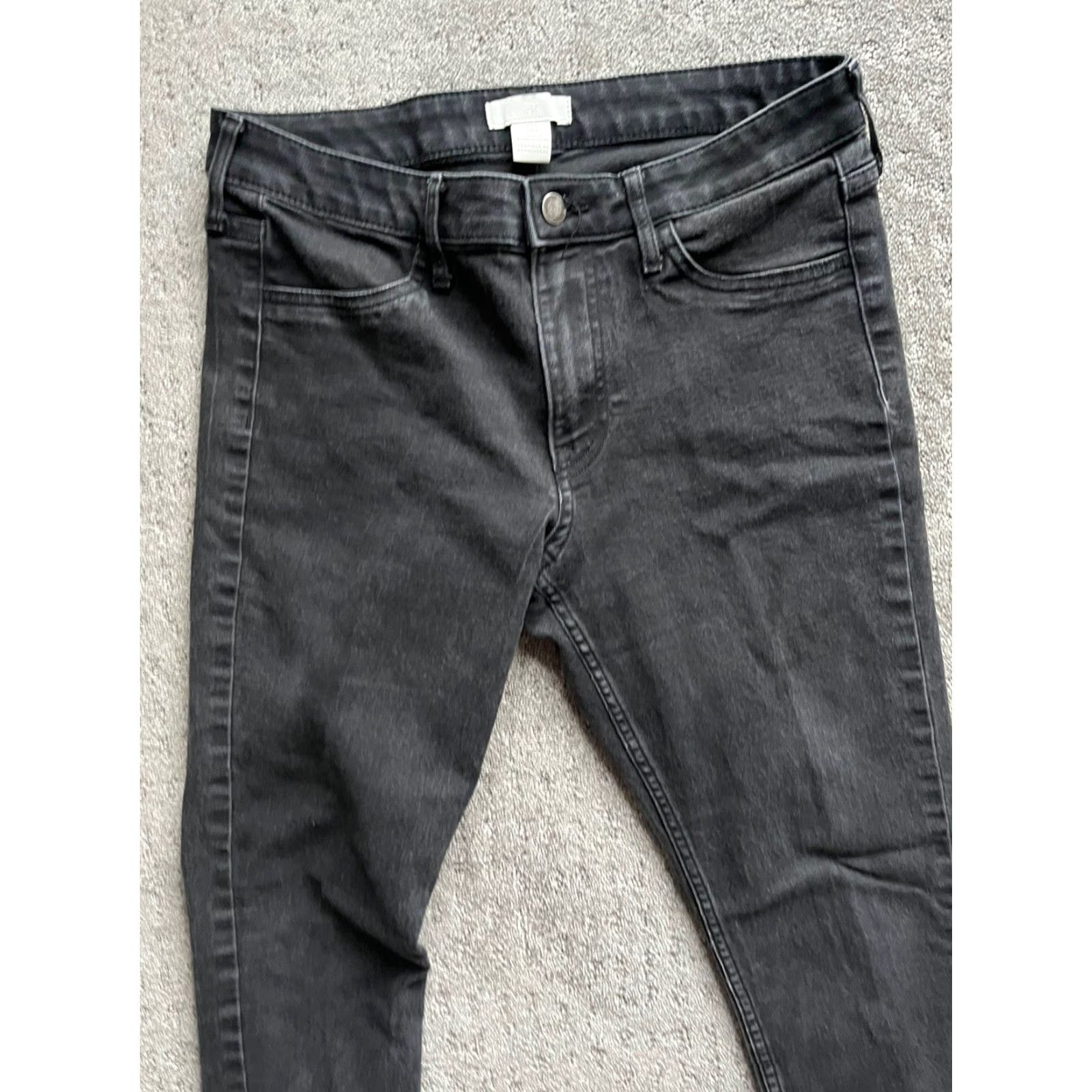 Denime H&M Skinny Jeans Women's 8 Black Distressed Cotton Blend Size 30" / US 8 / IT 44 - 2 Thumbnail