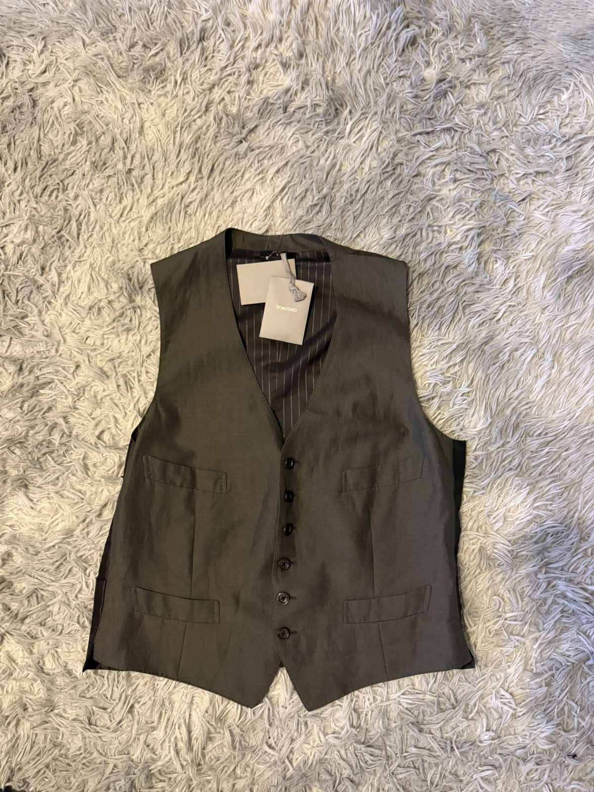 Tom Ford linen 3 piece suit vest Size 48R - 1 Thumbnail