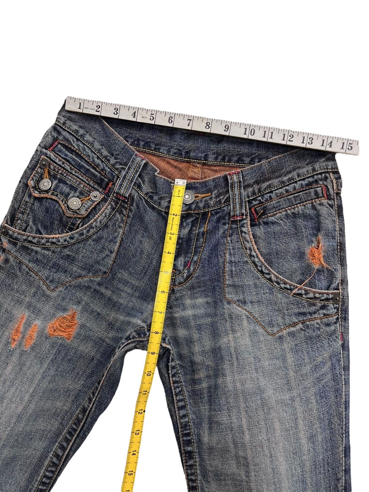 PPFM FYE 🔥Vintage PPFM Punk Ripped Super Low Rise FLARE Denim Size US 29 - 15 Thumbnail