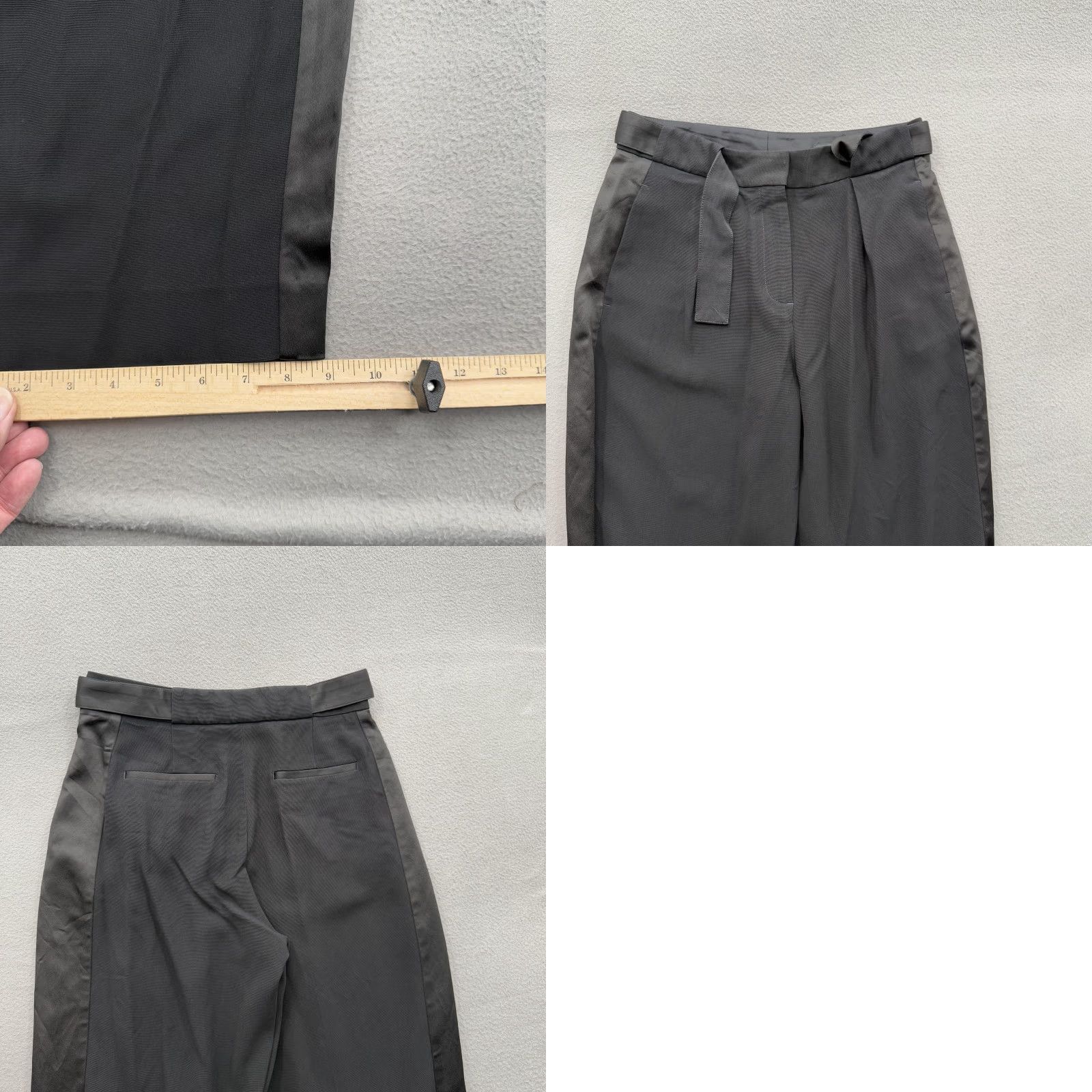 Rag & Bone rag & bone Pants Womens 0 Black Tuxedo Stripe Wide Leg D-Ring Belt Made in USA Size 25" / US 0 / IT 36 - 8 Thumbnail