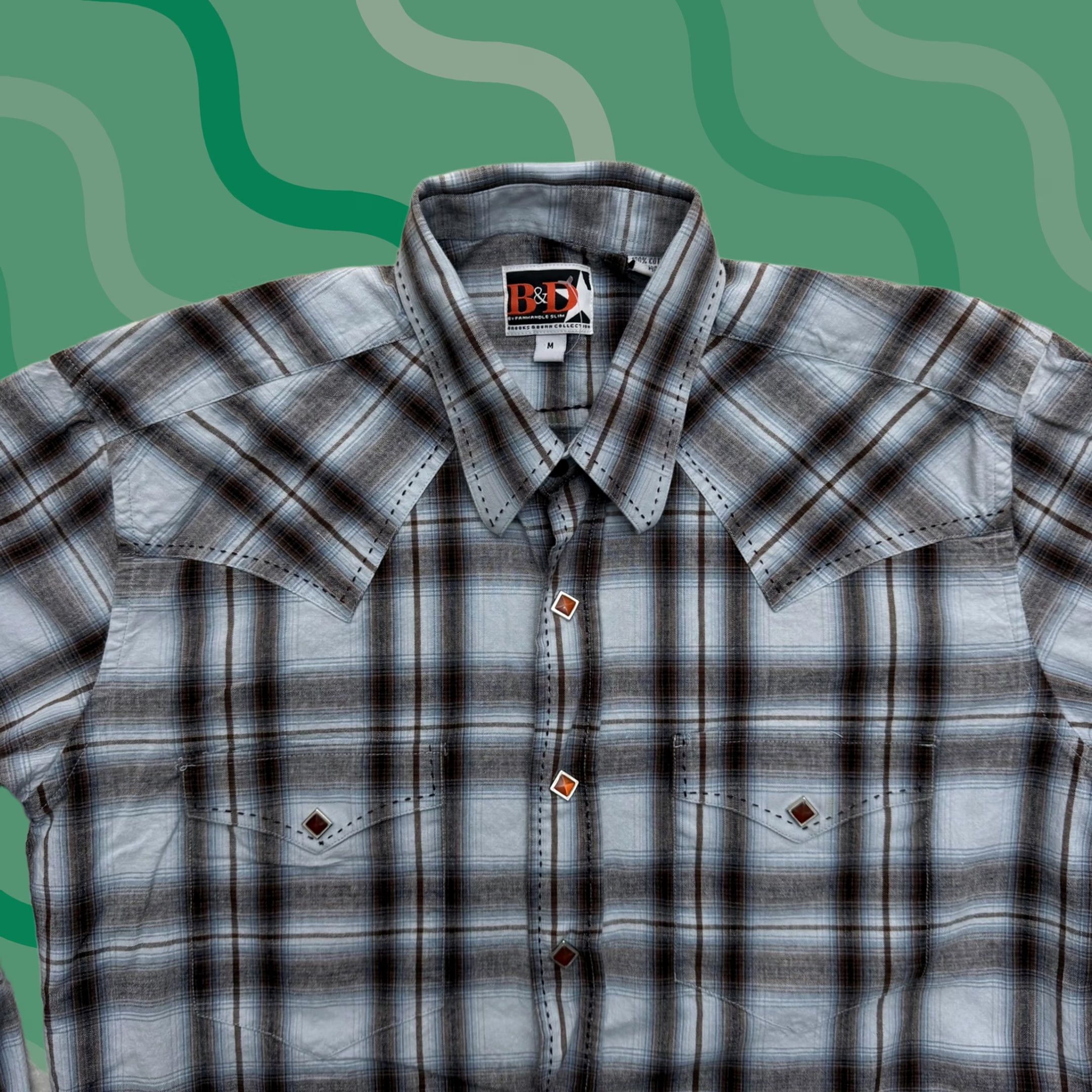 Vintage VINTAGE B&D by Panhandle Slim Shirt Mens Medium Blue Plaid Western Pearl Snap Shirt Mens Medium Blue Plaid Western Pearl Snap Size US M / EU 48-50 / 2 - 1 Thumbnail