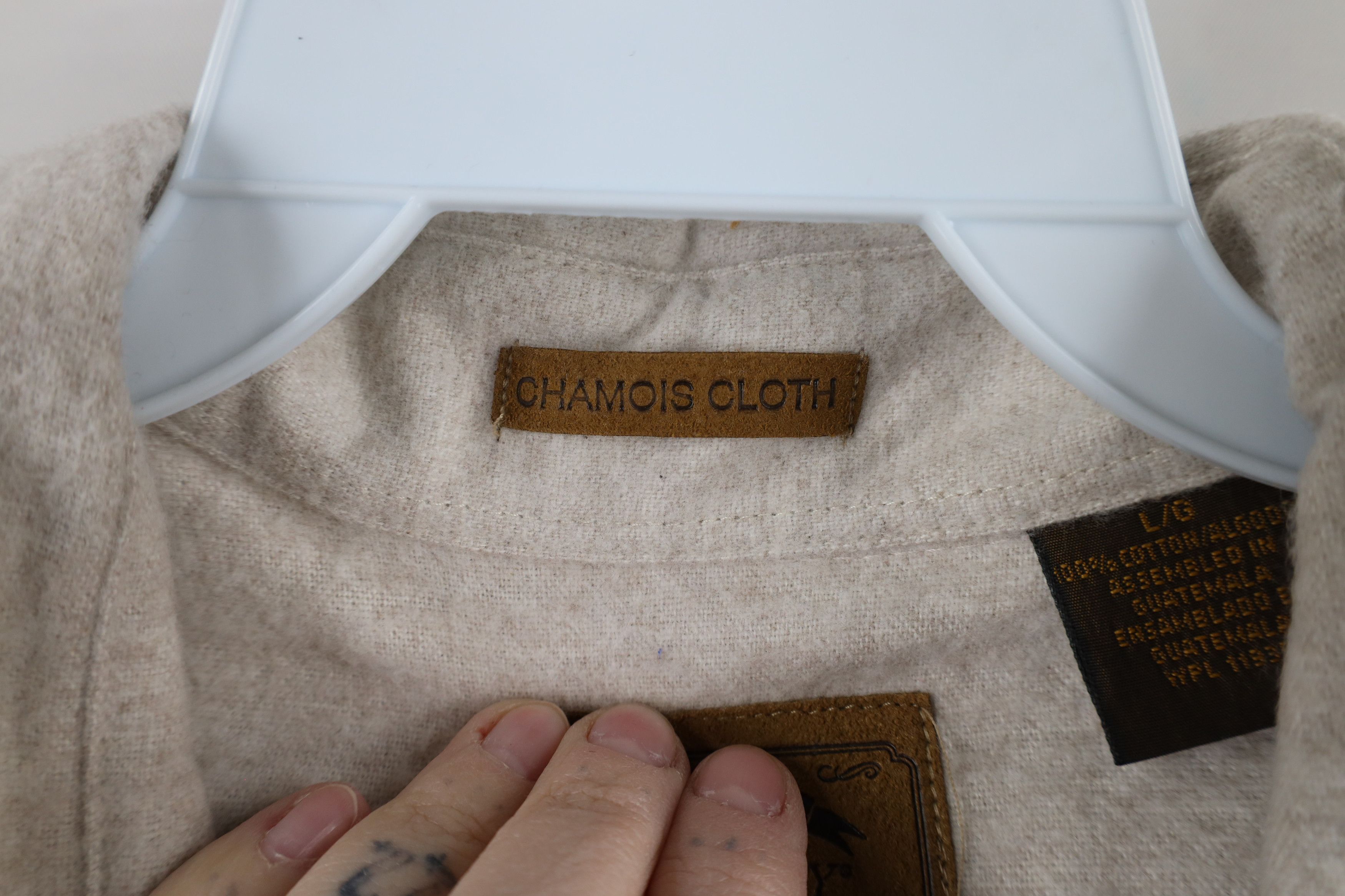 Vintage Vintage 90s Streetwear Chamois Cloth Button Shirt Beige Size US L / EU 52-54 / 3 - 10 Thumbnail
