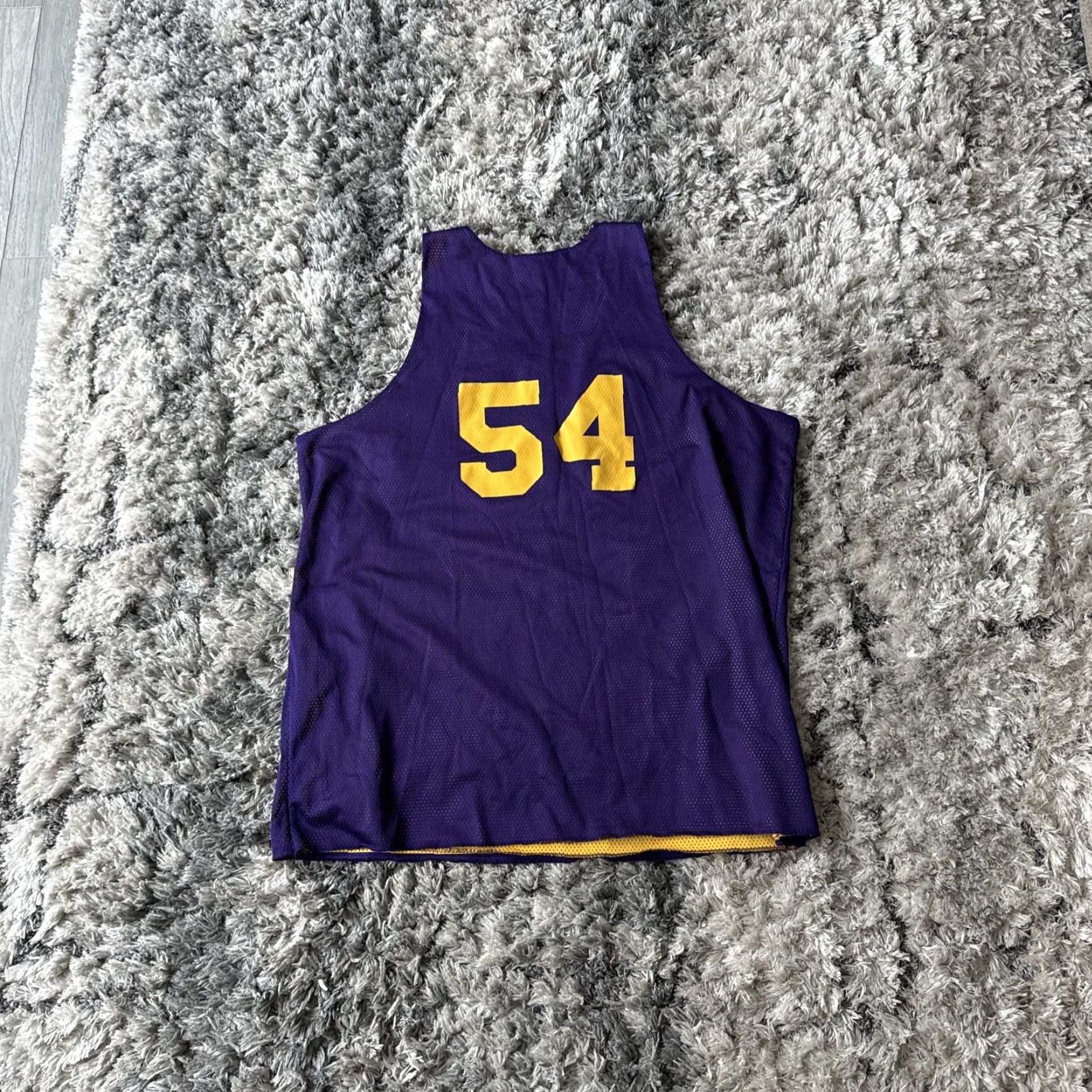Vintage VINTAGE Russell XL Men T-Shirt Jersey Yellow Kobe Style Purple & Yellow #54 Practice Jersey Custom Size US XL / EU 56 / 4 - 4 Thumbnail