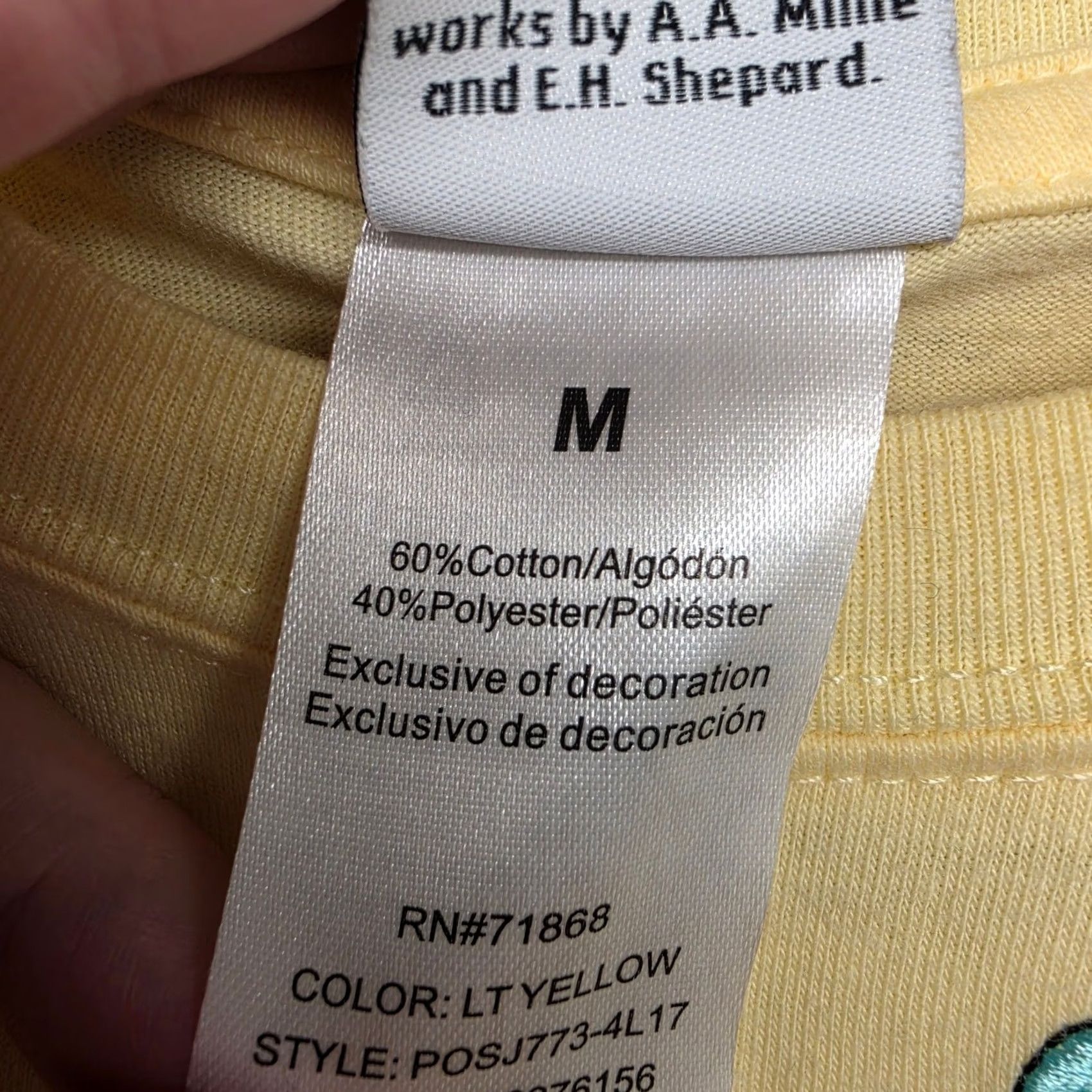 Disney Disney Winnie The Pooh T Shirt Womens Medium Yellow Embroidered Size M / US 6-8 / IT 42-44 - 4 Thumbnail