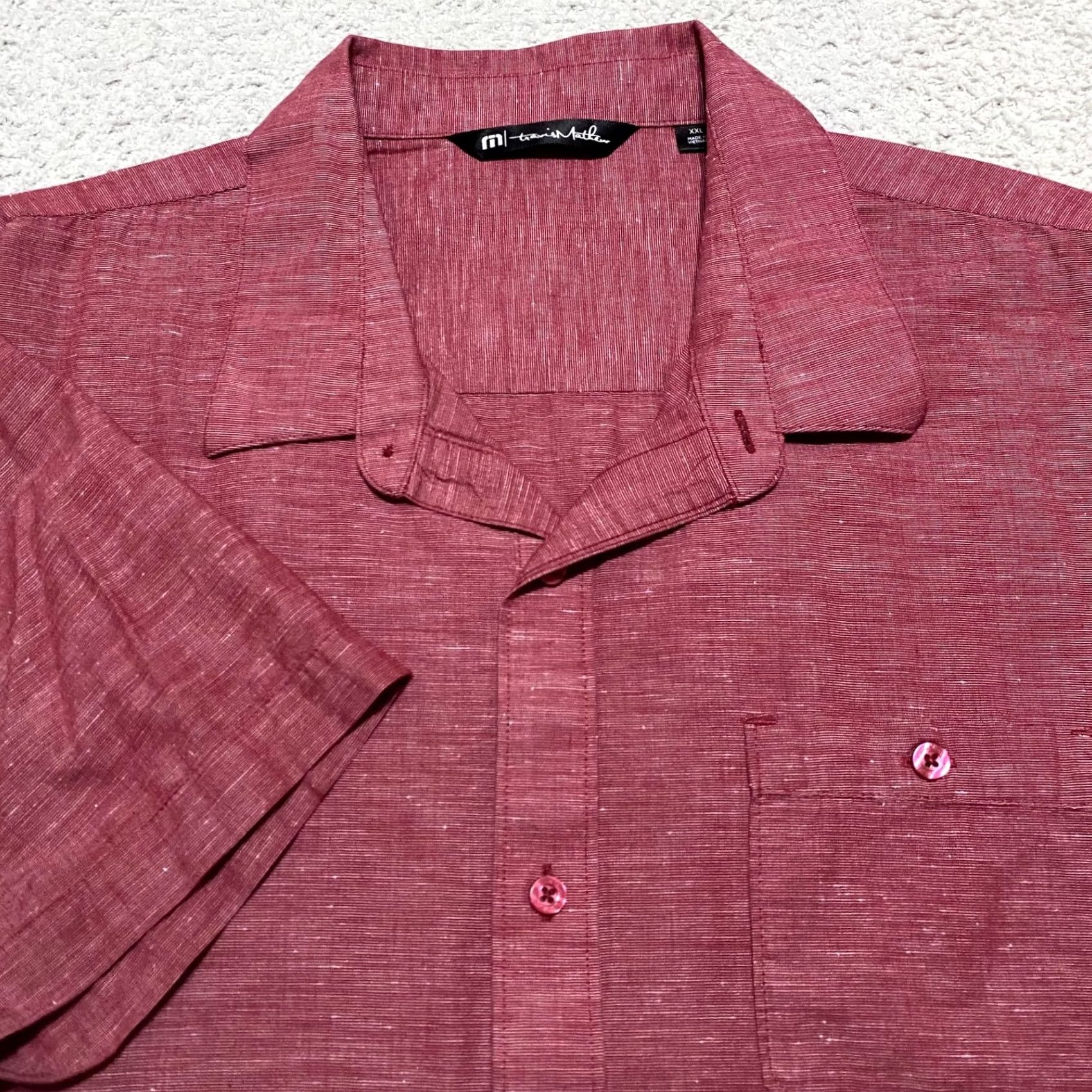 TravisMathew Travis Mathew Shirt Red 2XL Short Sleeve Button Front Pocket Cotton Vintage? No Size US XXL / EU 58 / 5 - 5 Thumbnail