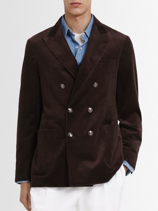 Brunello Cucinelli o1y0526 Double-breasted Blazer in Dark Brown Size US L / EU 52-54 / 3 - 3 Thumbnail