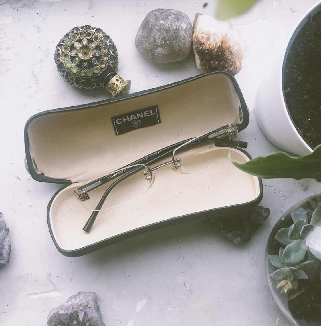 image of Vintage Chanel Rimless Eyeglasses in Clear, Women's