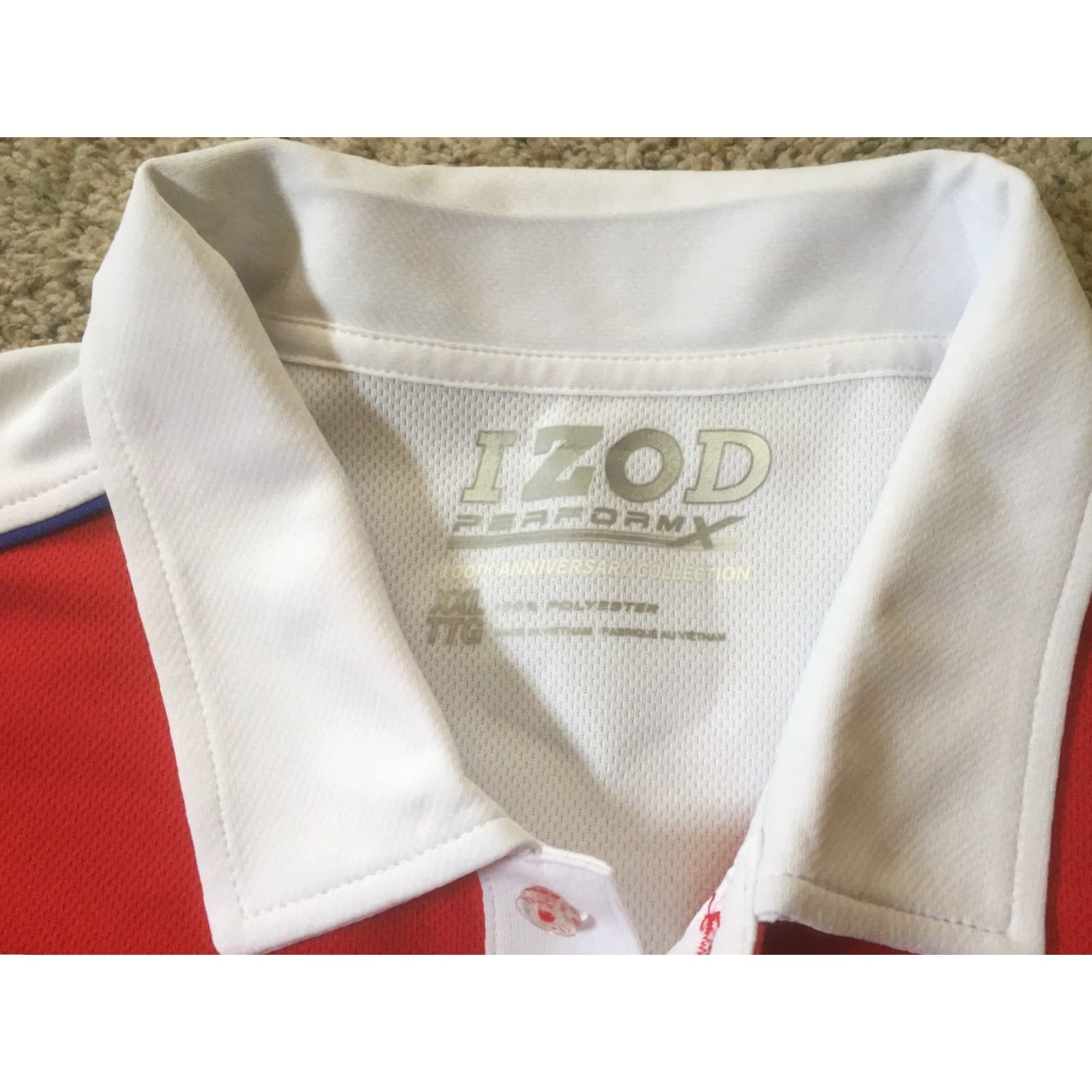 Izod VINTAGE IZOD PerformX Indy Car Racing Honda Flag USA Red White Cool FX Men's Polo XXL Black/White Polo Shirt Mens XXL Racing 90s Flags Size US XXL / EU 58 / 5 - 4 Thumbnail
