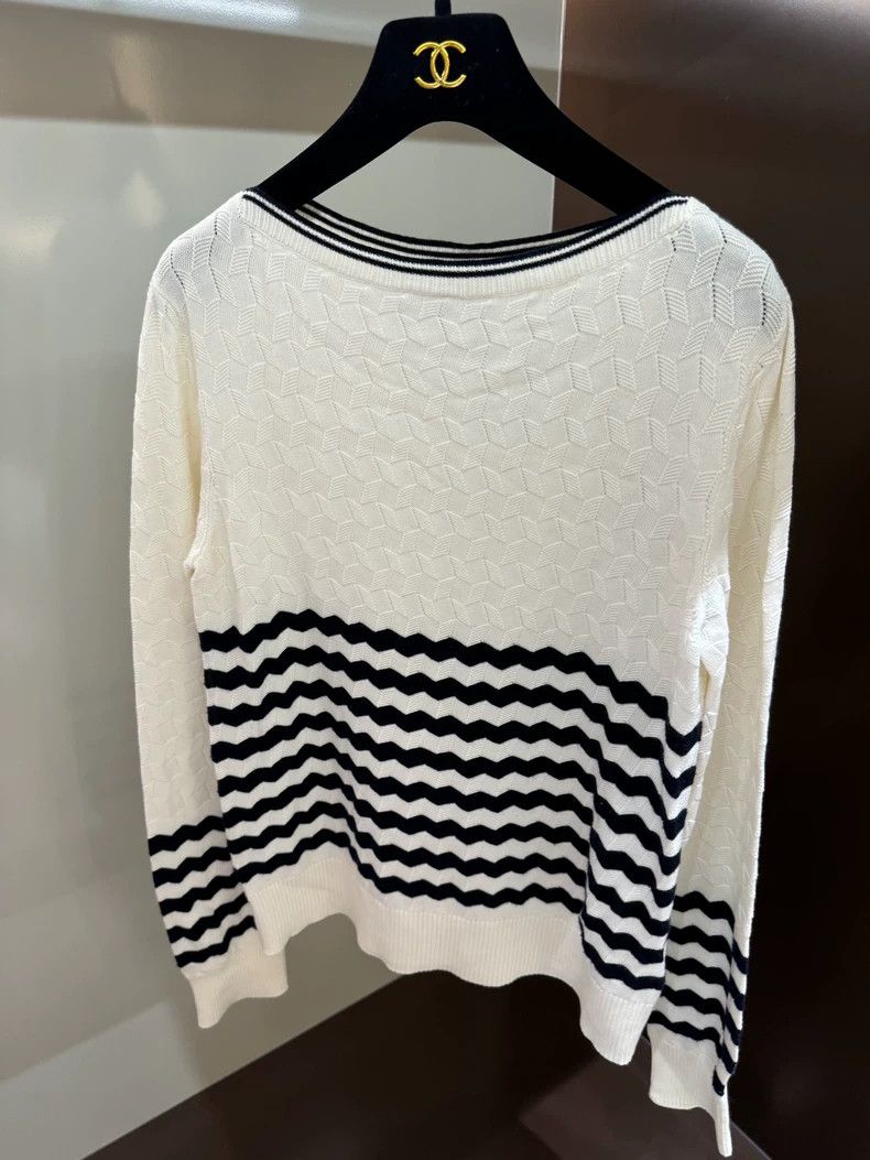 Loro Piana LORO PIANA Black and white striped cashmere knit top Size M / US 6-8 / IT 42-44 - 1 Thumbnail