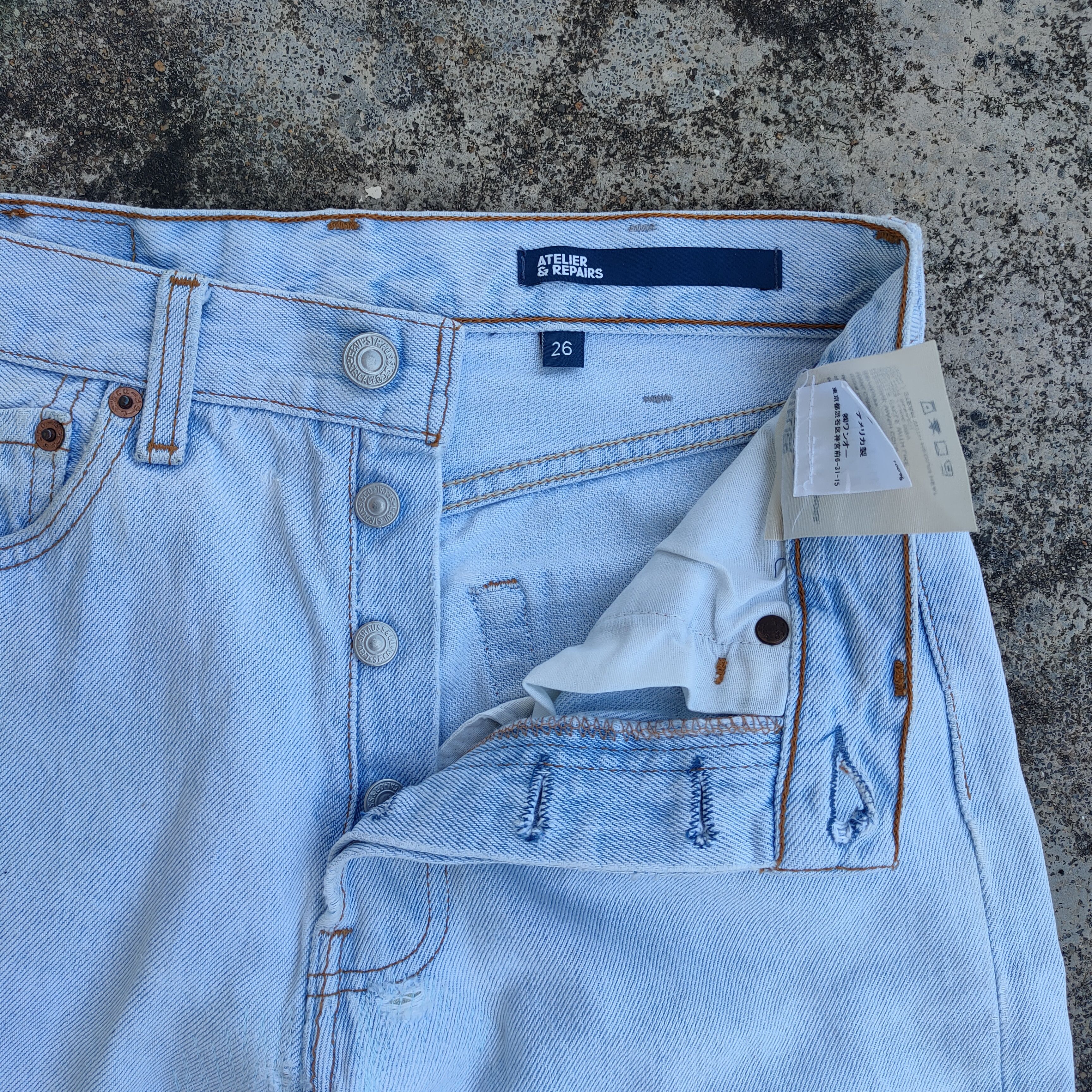 Atelier & Repairs × Jean × Levi's VINTAGE LEVI'S 501 ATELIER REPAIR JEANS DENIM PANTS Size US 27 - 6 Thumbnail