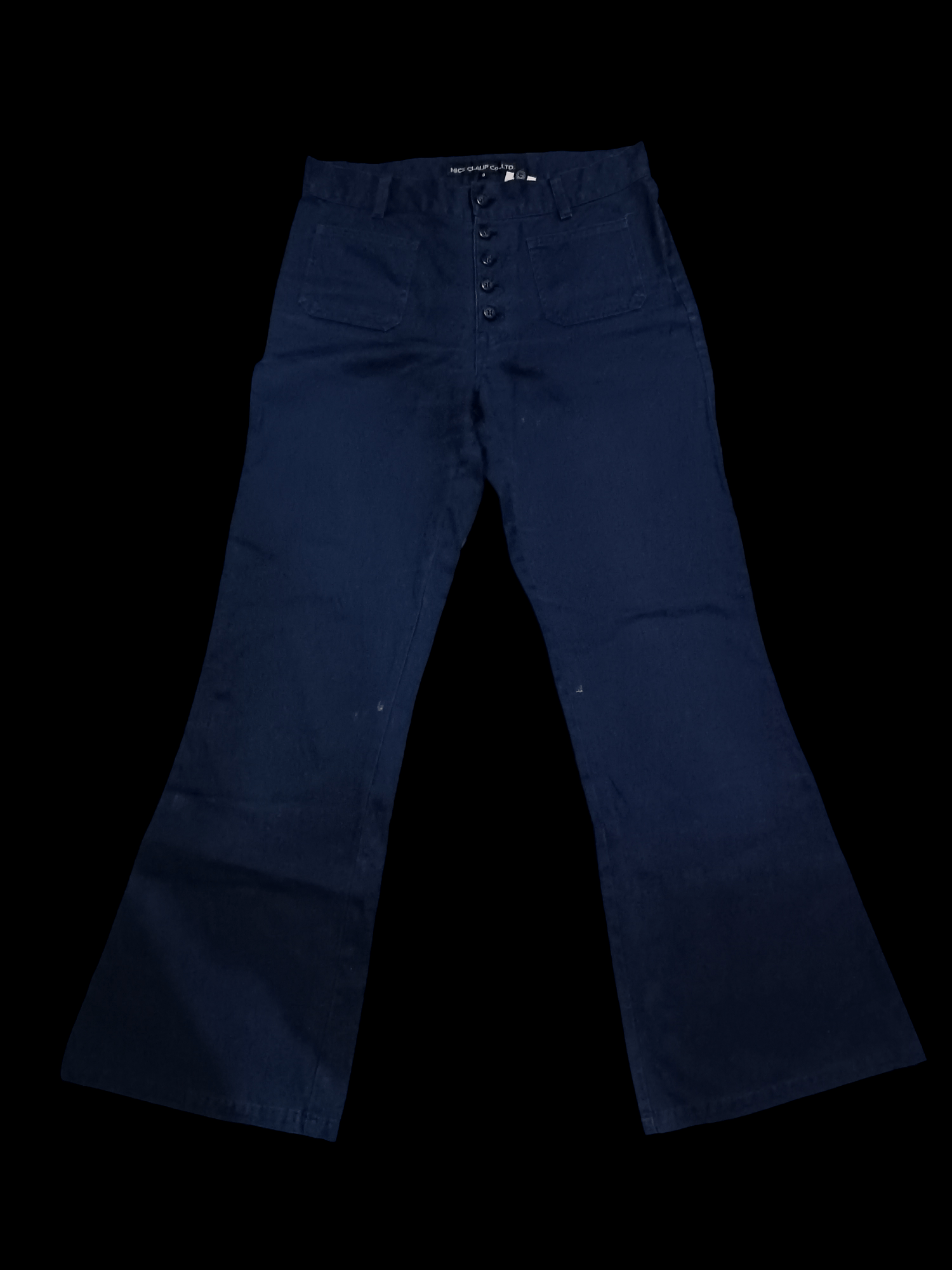 Japanese Brand × Vintage Navy Blue Button Fly Ball Bottom Vintage Flare Pants Size US 30 / EU 46 - 2 Thumbnail
