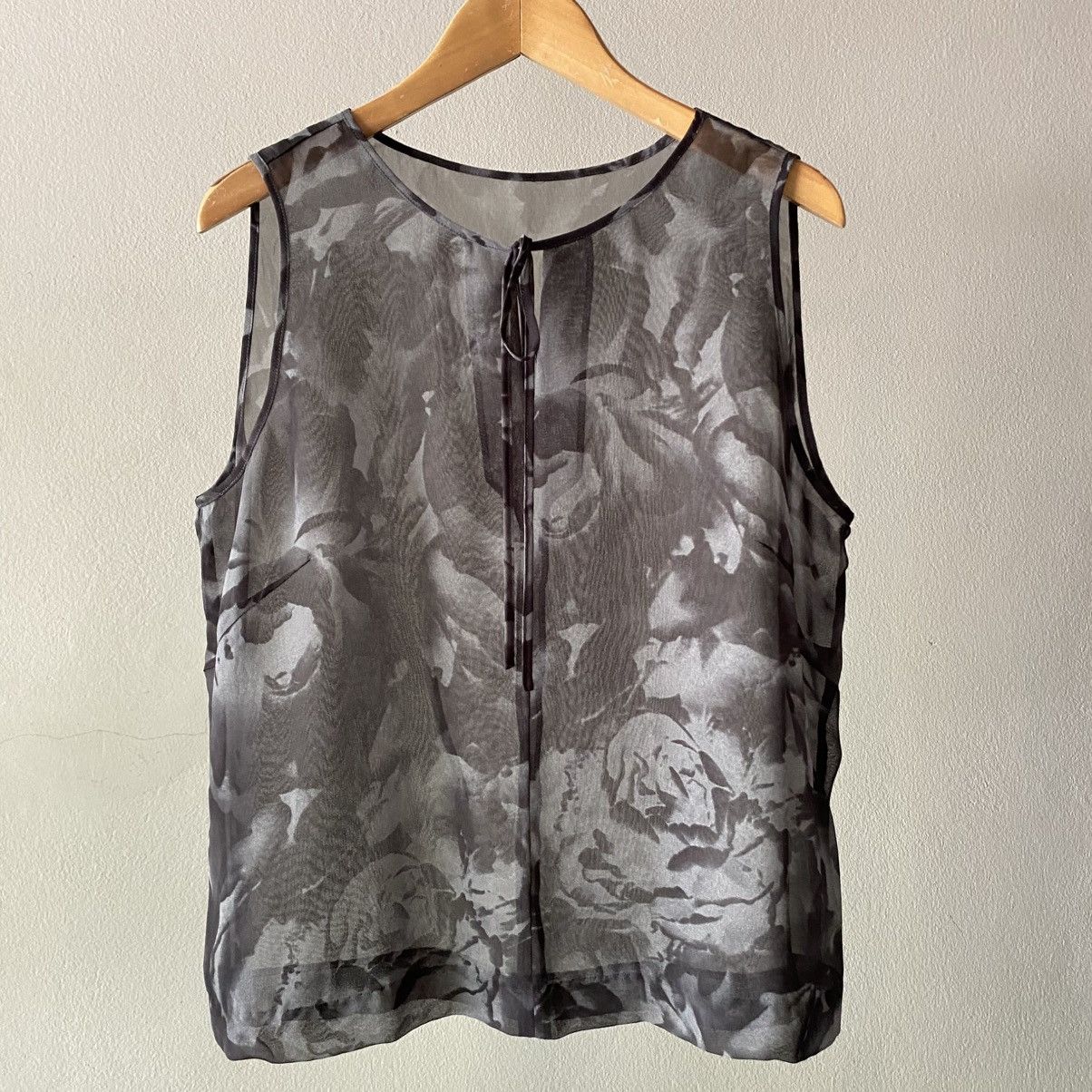 Givenchy GIVENCHY Transparent Gray Floral Sleeveless Blouse Size M / US 6-8 / IT 42-44 - 5 Thumbnail