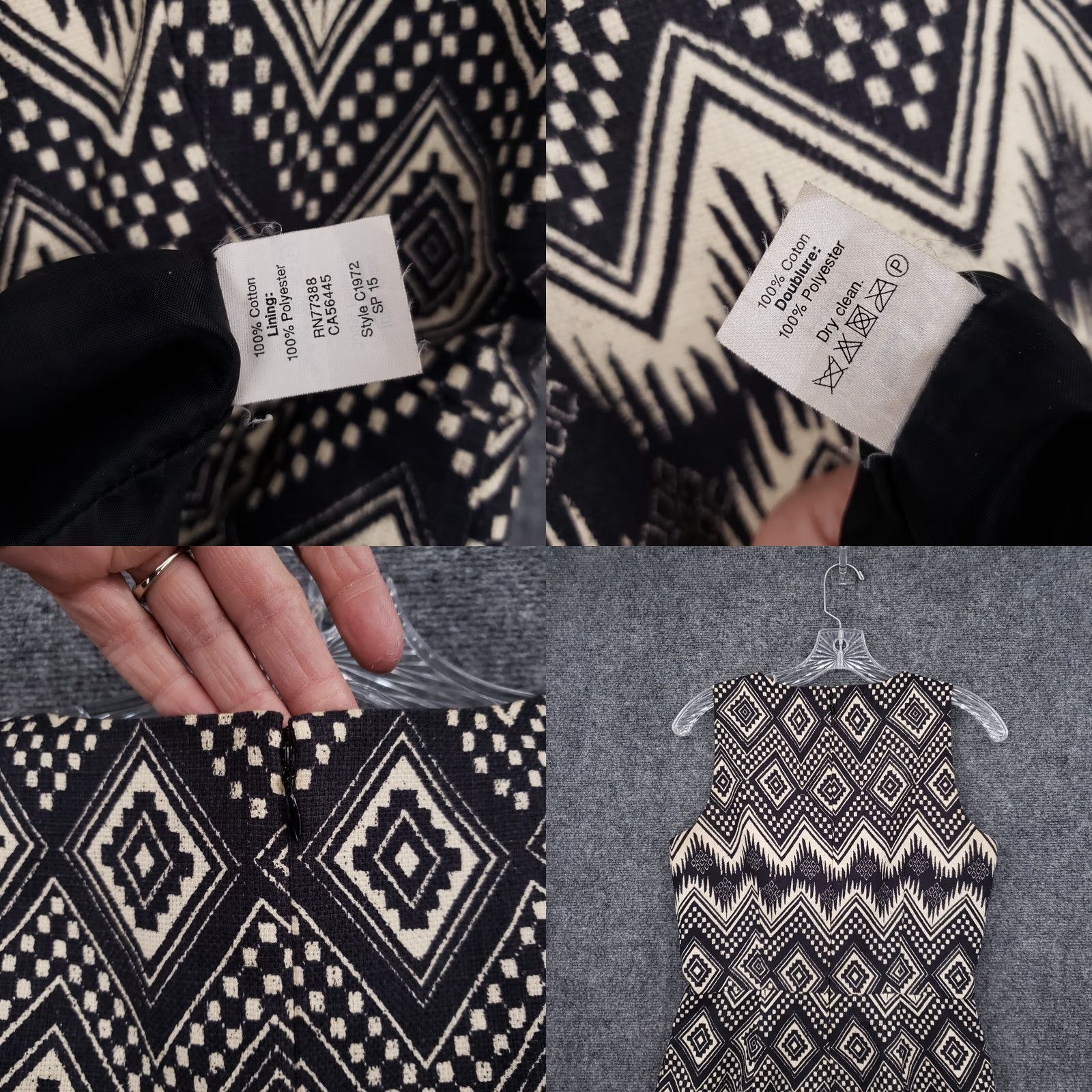 J.Crew J.CREW Dress Womens 2 Black Mini Sheath Tank Sleeveless Aztec Boho Tribal Geometric Pattern Knee Length Casual Party/Cocktail Dress Mens Size XS / US 0-2 / IT 36-38 - 9 Thumbnail
