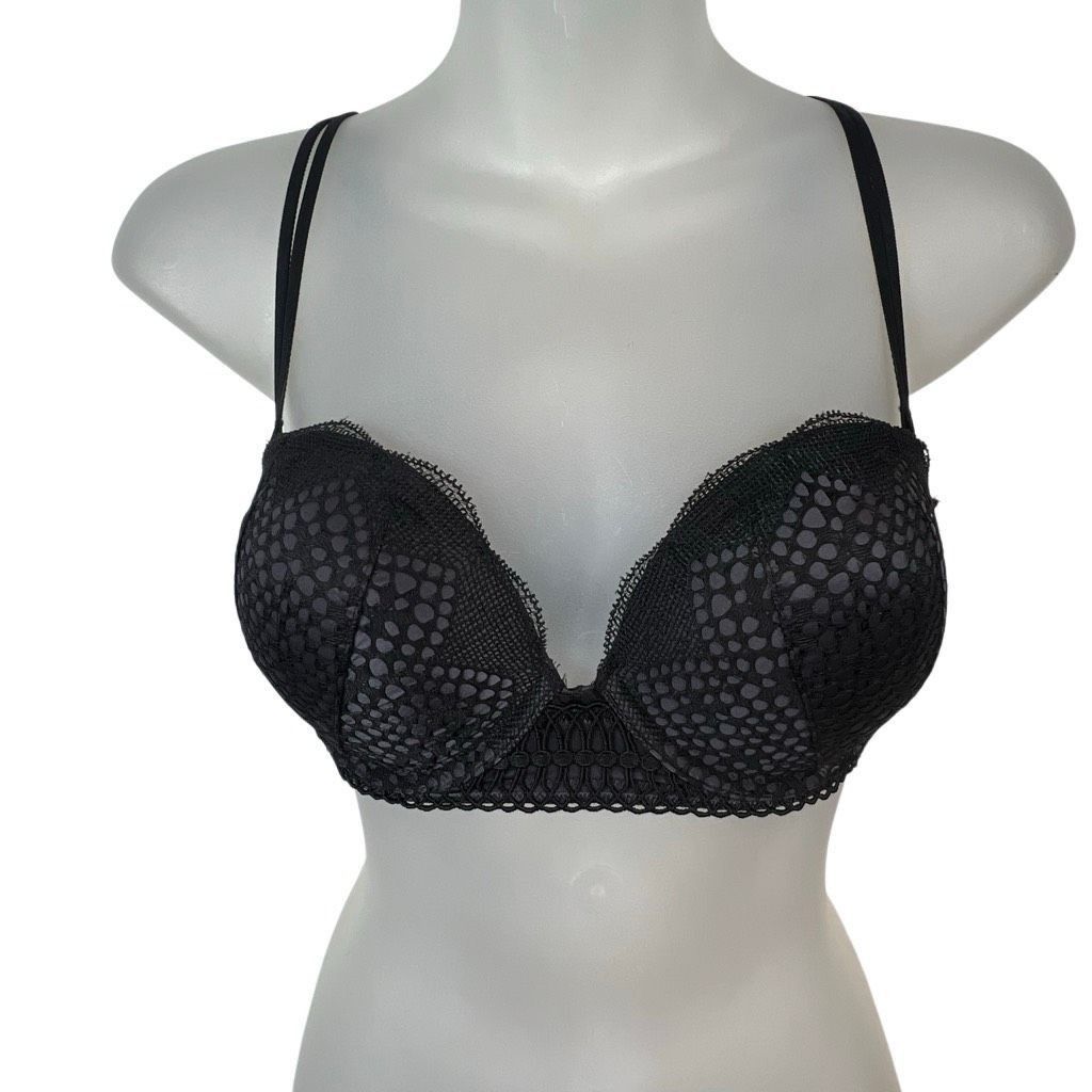 Victoria's Secret Victoria’s Secret Very Sexy Black Mesh Overlay Push-Up Bra 32D E70 Size ONE SIZE - 1 Thumbnail