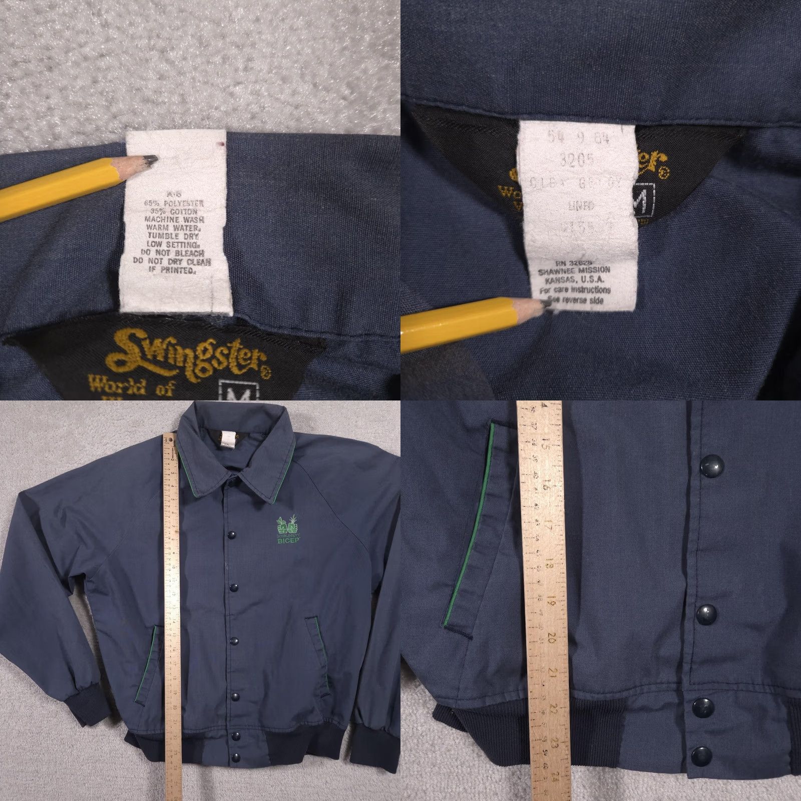 Doublet VINTAGE Swingster Jacket Mens M Navy Double Duty BICEP Bomber USA 80s Windbreaker Size US M / EU 48-50 / 2 - 8 Thumbnail
