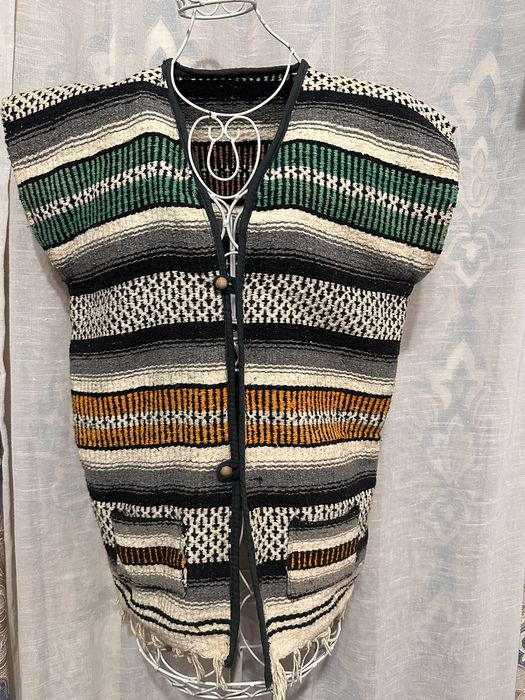 Outstanding Vintage Mexican Saltillo Serape Duster Coat