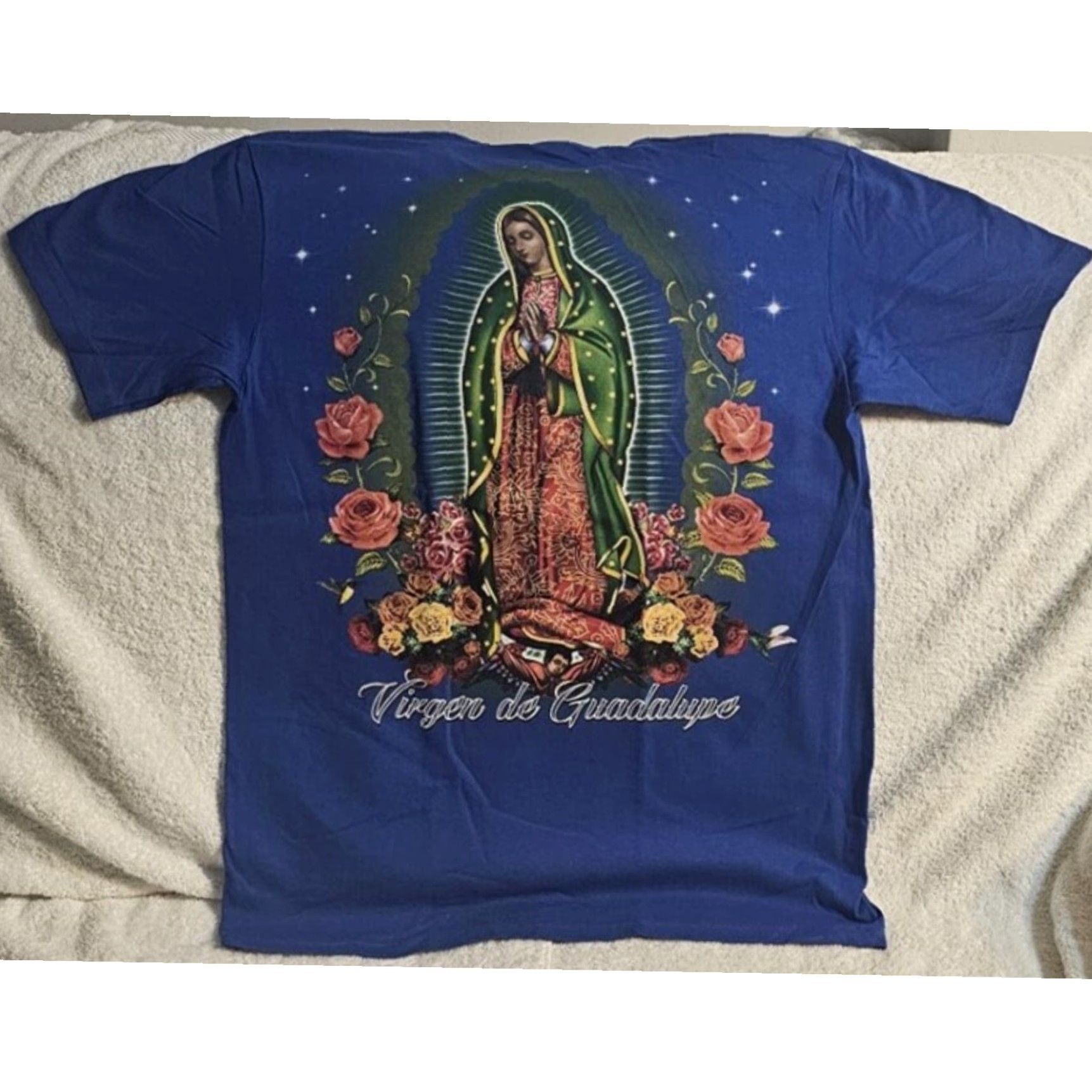 Vintage GUADALUPE VIRGIN MARY RELIGIOUS GRAPHIC TEE BLUE SHORT SLEEVE MENS T-SHIRT Size US M / EU 48-50 / 2 - 1 Thumbnail