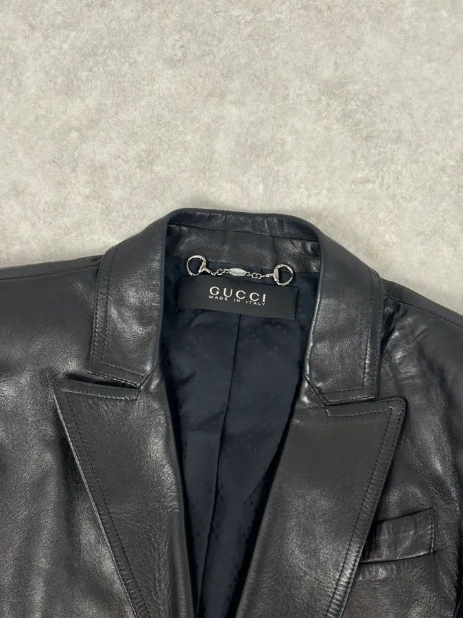Gucci FW2001 Gucci Black Leather Minimal Blazer Jacket by Tom Ford Size S / US 4 / IT 40 - 5 Thumbnail