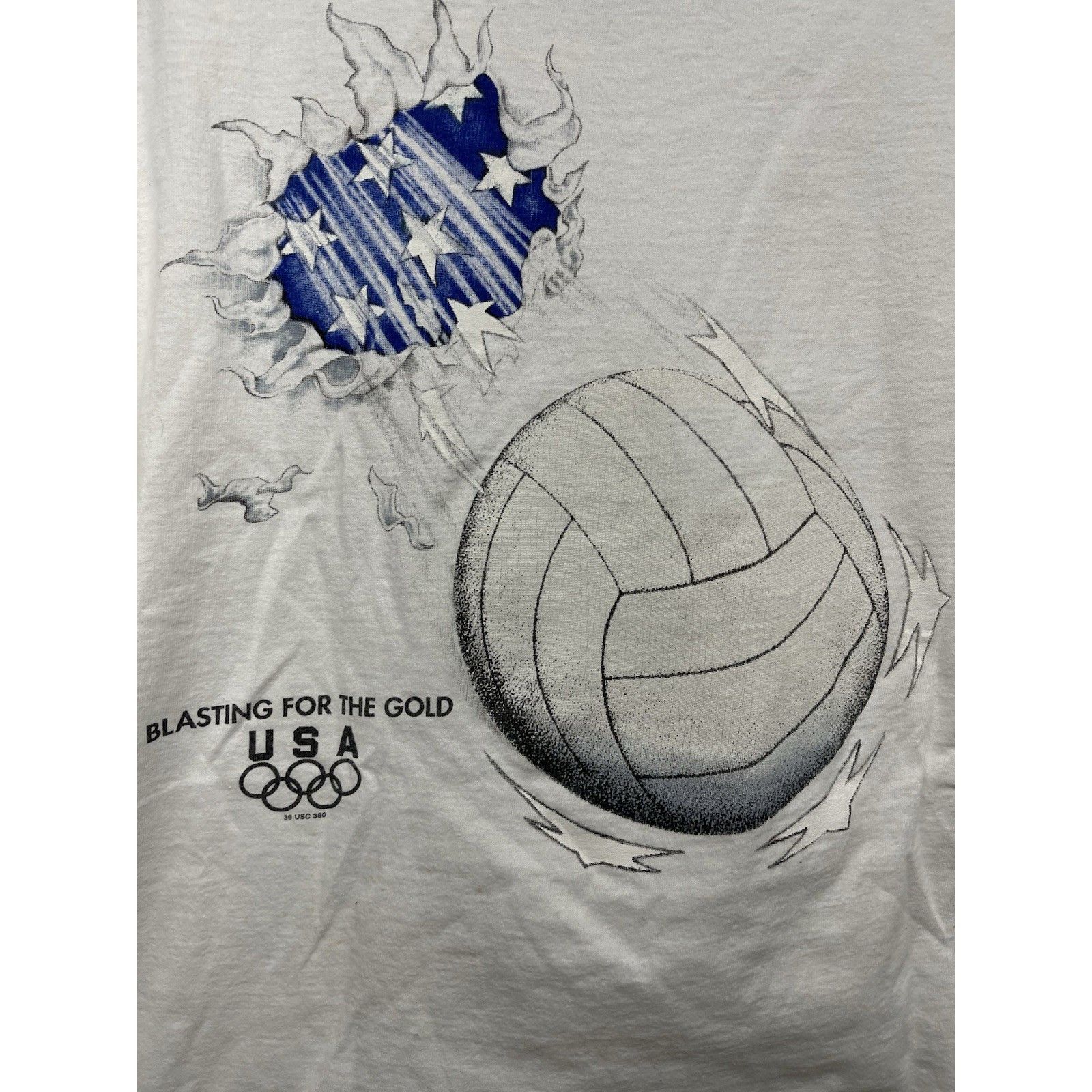 Hanes VINTAGE USA OLYMPIC VOLLEYBALL T SHIRT BLASTING FOR THE GOLD Size US L / EU 52-54 / 3 - 7 Thumbnail