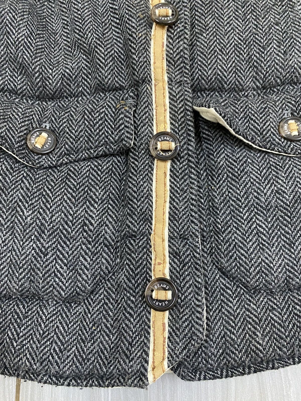 Beams Plus Beams Heart Herringbone Wool Blend Down Vest - Size M Size US M / EU 48-50 / 2 - 7 Thumbnail