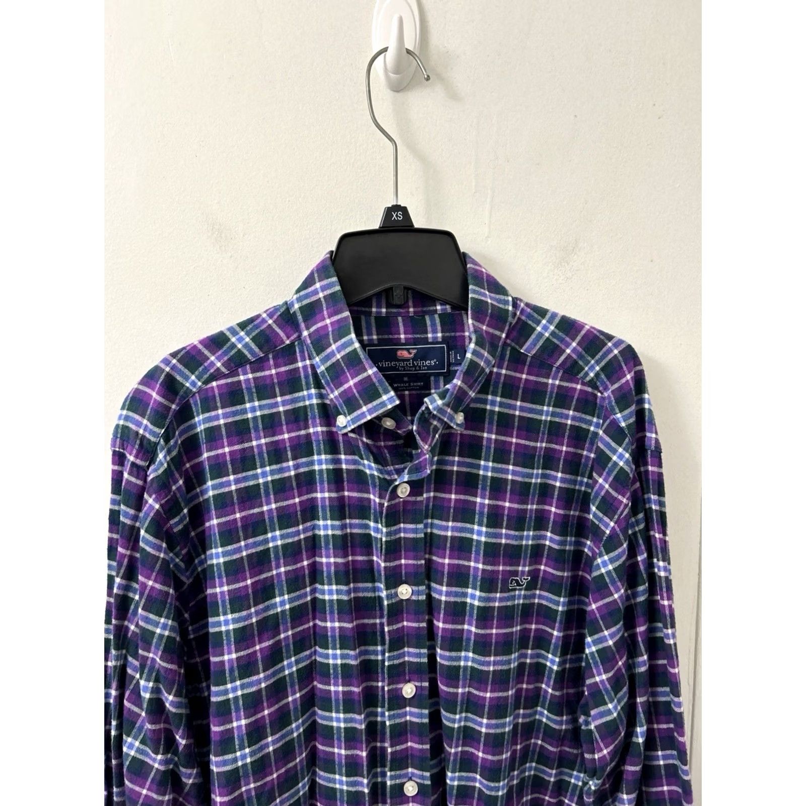 Vineyard Vines Vineyard Vines Whale Shirt Mens L Purple Green Plaid Button-Down L/S Cotton Flannel Pocketed Top Size US L / EU 52-54 / 3 - 2 Thumbnail