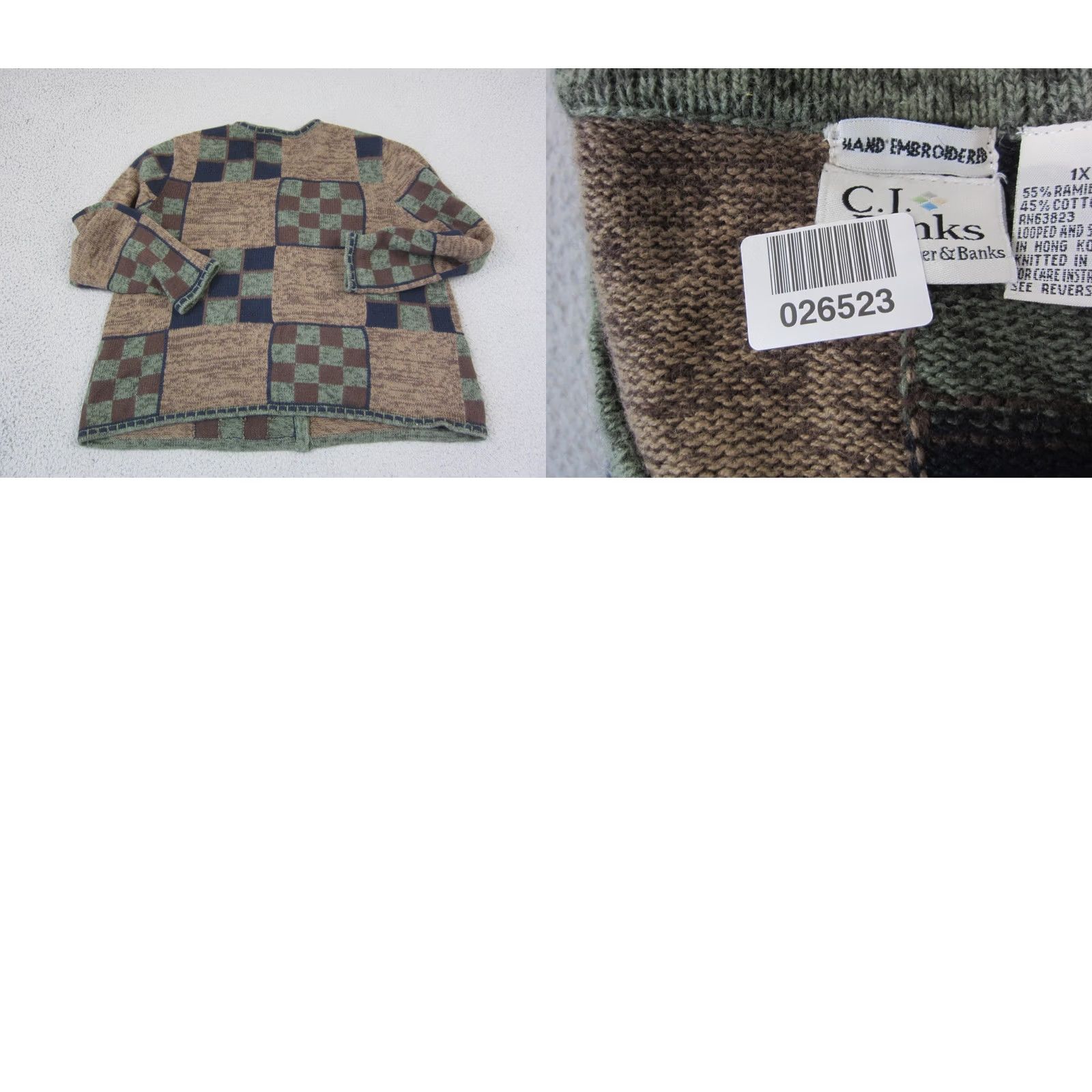 Vintage VINTAGE Christopher & Banks Cardigan Womens 1X Brown Check Embroidered Sweater Size XL / US 12-14 / IT 48-50 - 8 Thumbnail