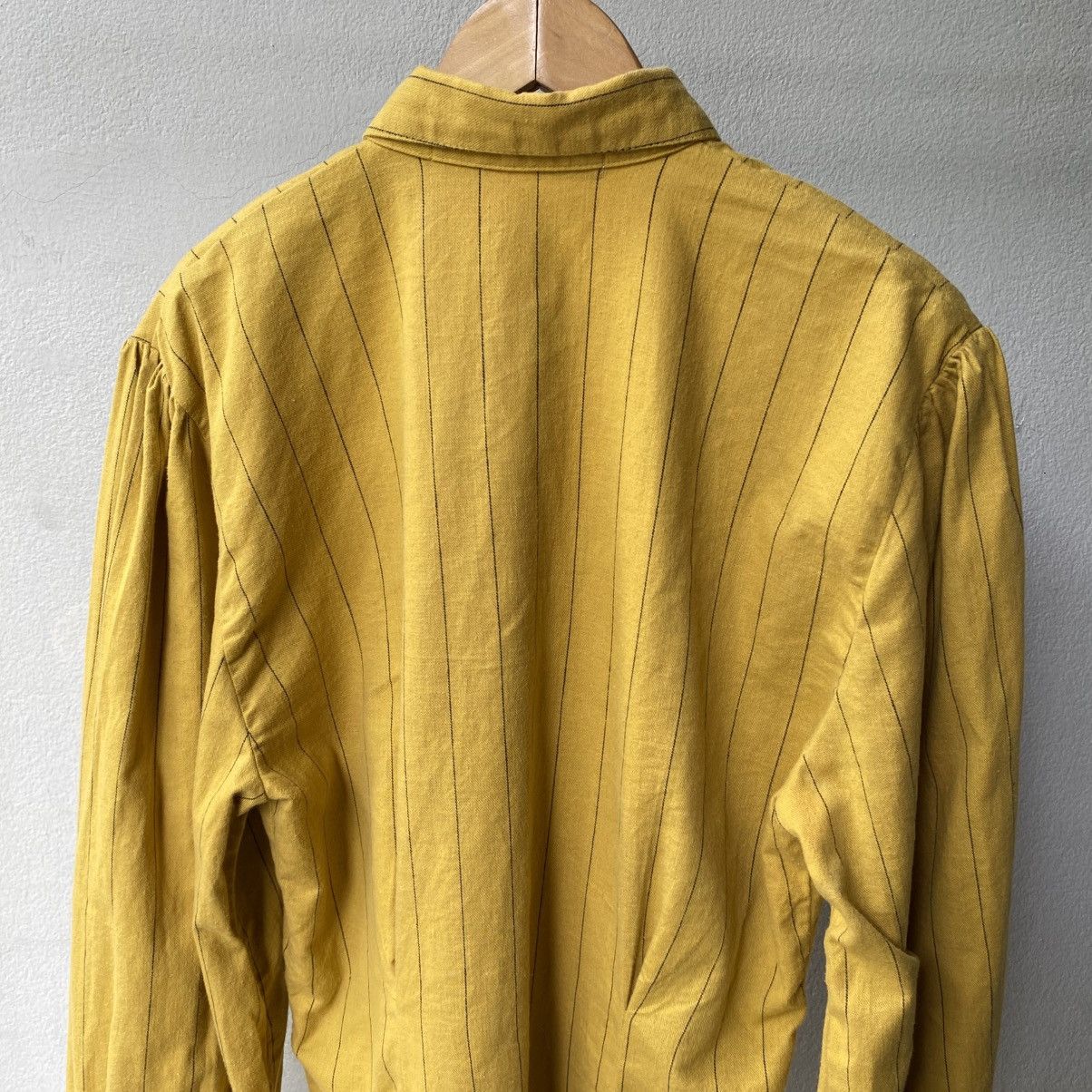Norma Kamali Norma Kamali Yellow Stripe Soft Button Blouse Size M / US 6-8 / IT 42-44 - 12 Thumbnail