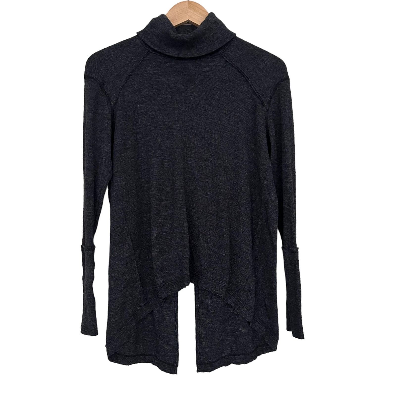 Free People We The Free Charcoal Split Back Turtleneck Sweater Sz S Size S / US 4 / IT 40 - 5 Thumbnail