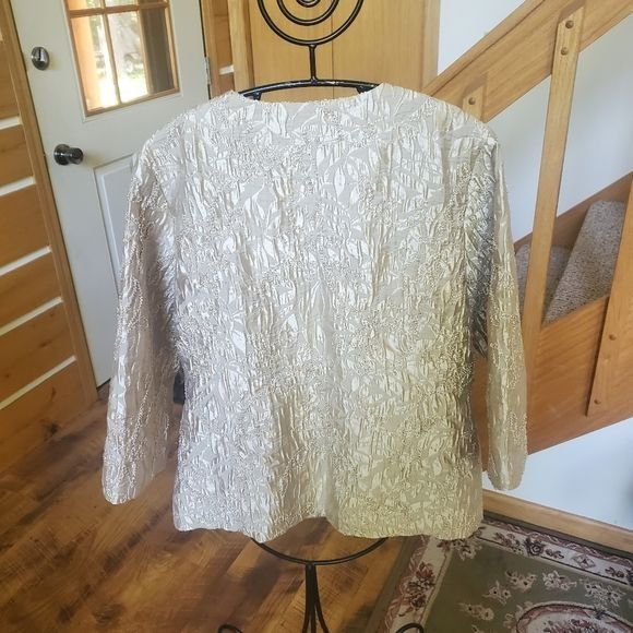 Other Chico's Champagne Embellished Allasendro Evening Event Lined Size L / US 10 / IT 46 - 2 Thumbnail