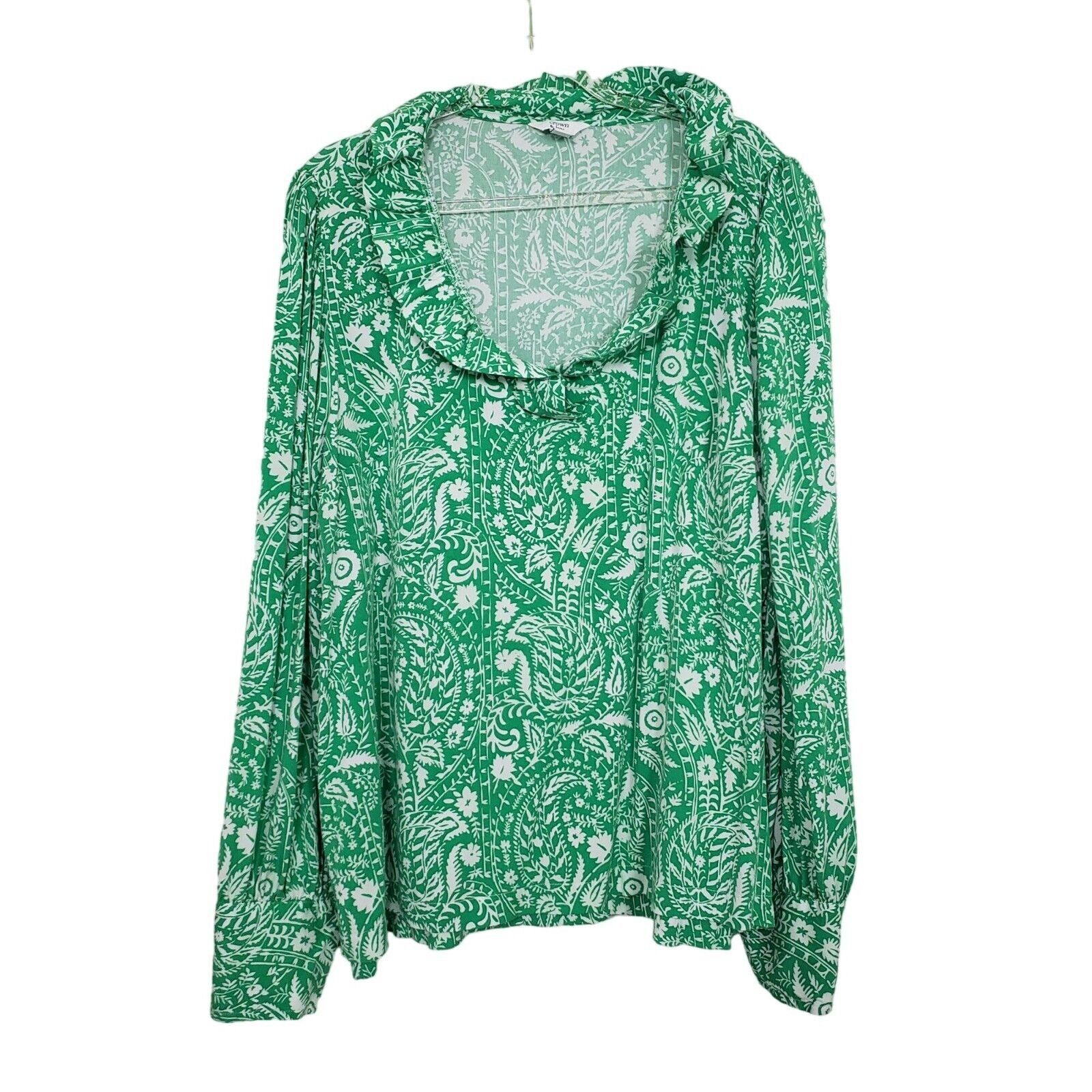 Designer Crown & Ivy Floral Paisley Blouse Womens Size XL Green Size XL / US 12-14 / IT 48-50 - 1 Thumbnail