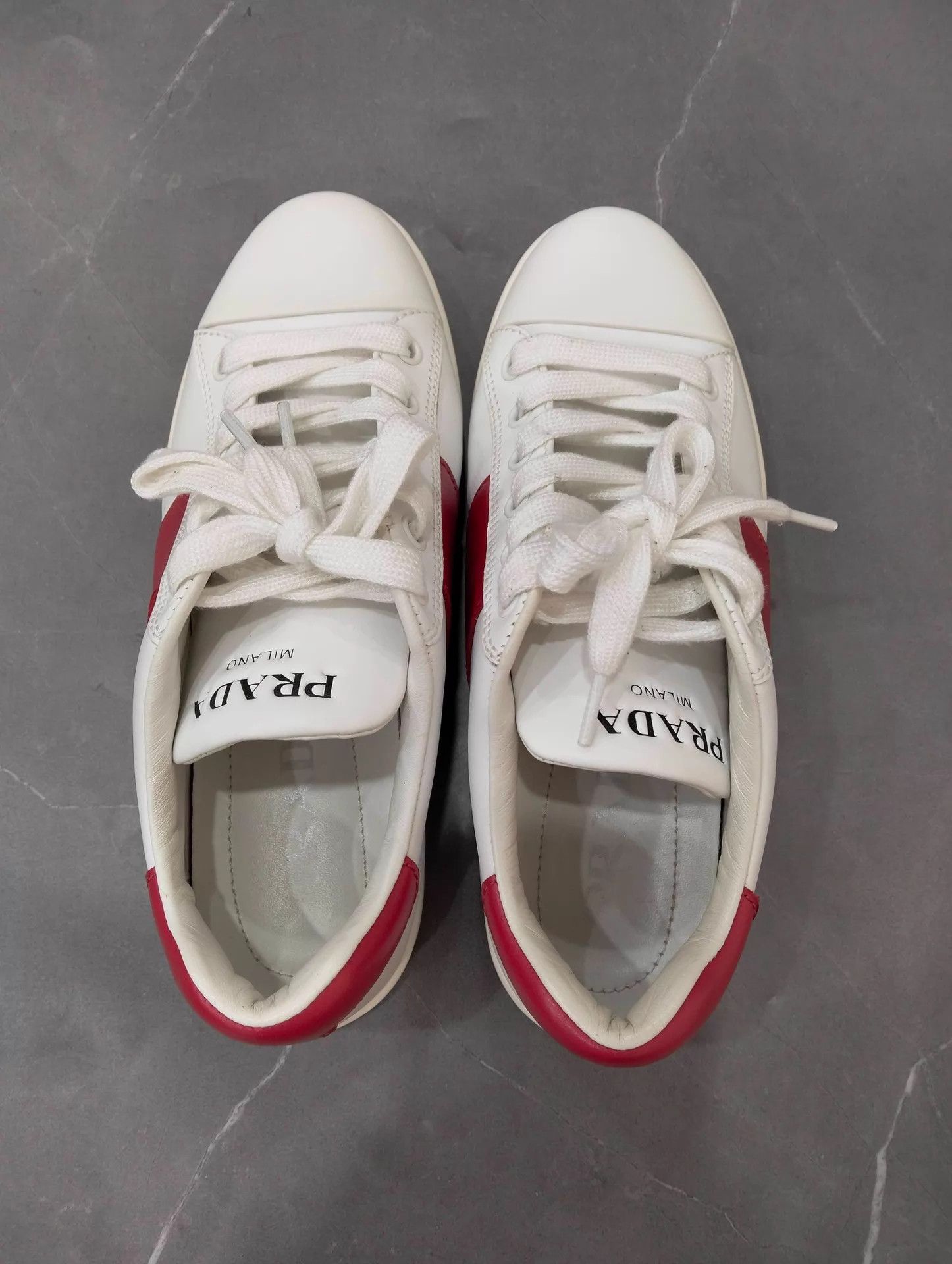 Prada Prada Red White Colorblock Sneakers 36.5 Size US 6 / IT 36 - 7 Thumbnail