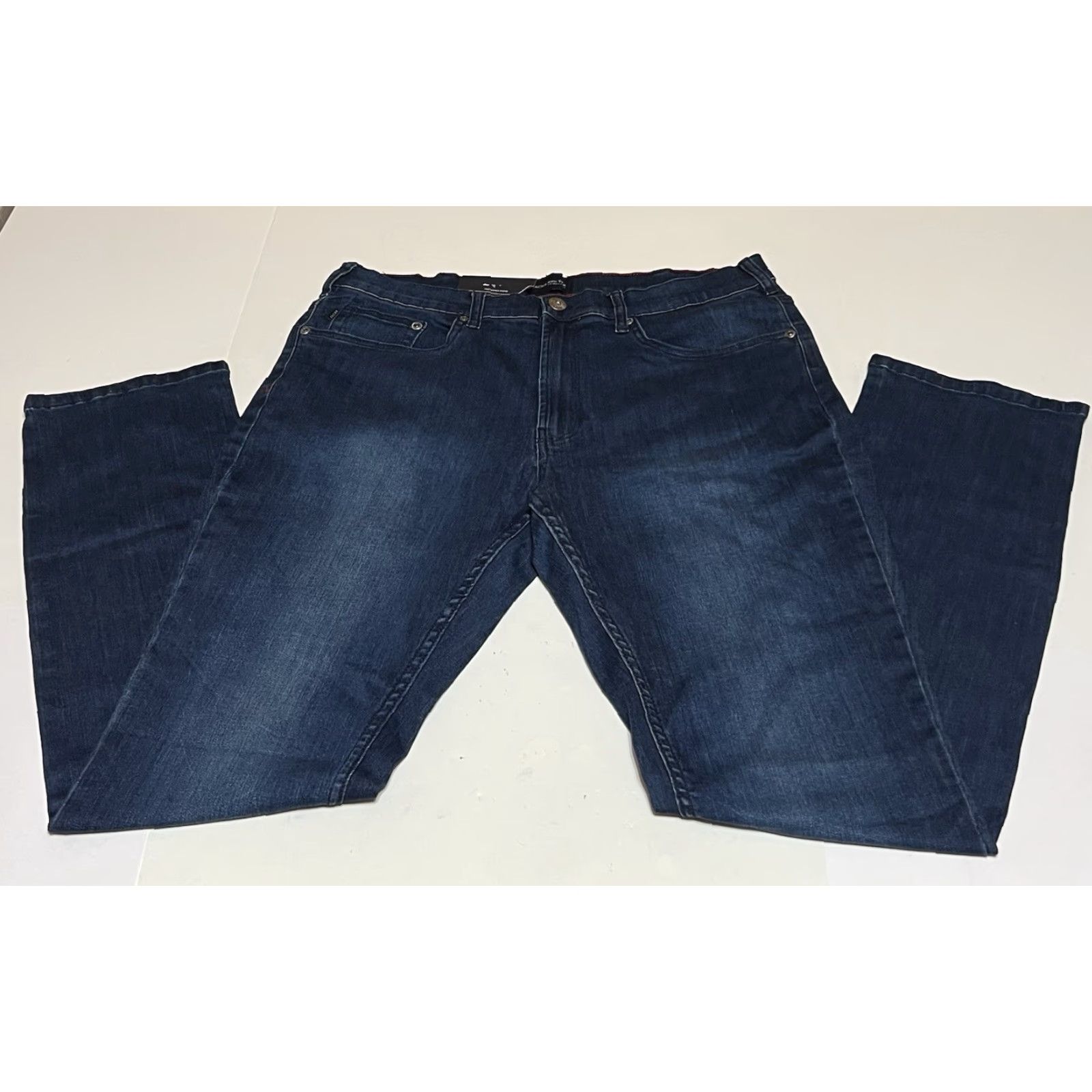 Denime JACHS New York Jeans Mens 38x34 Comfort Stretch Denim Blue Straight Fit NWT Size US 38 / EU 54 - 2 Thumbnail