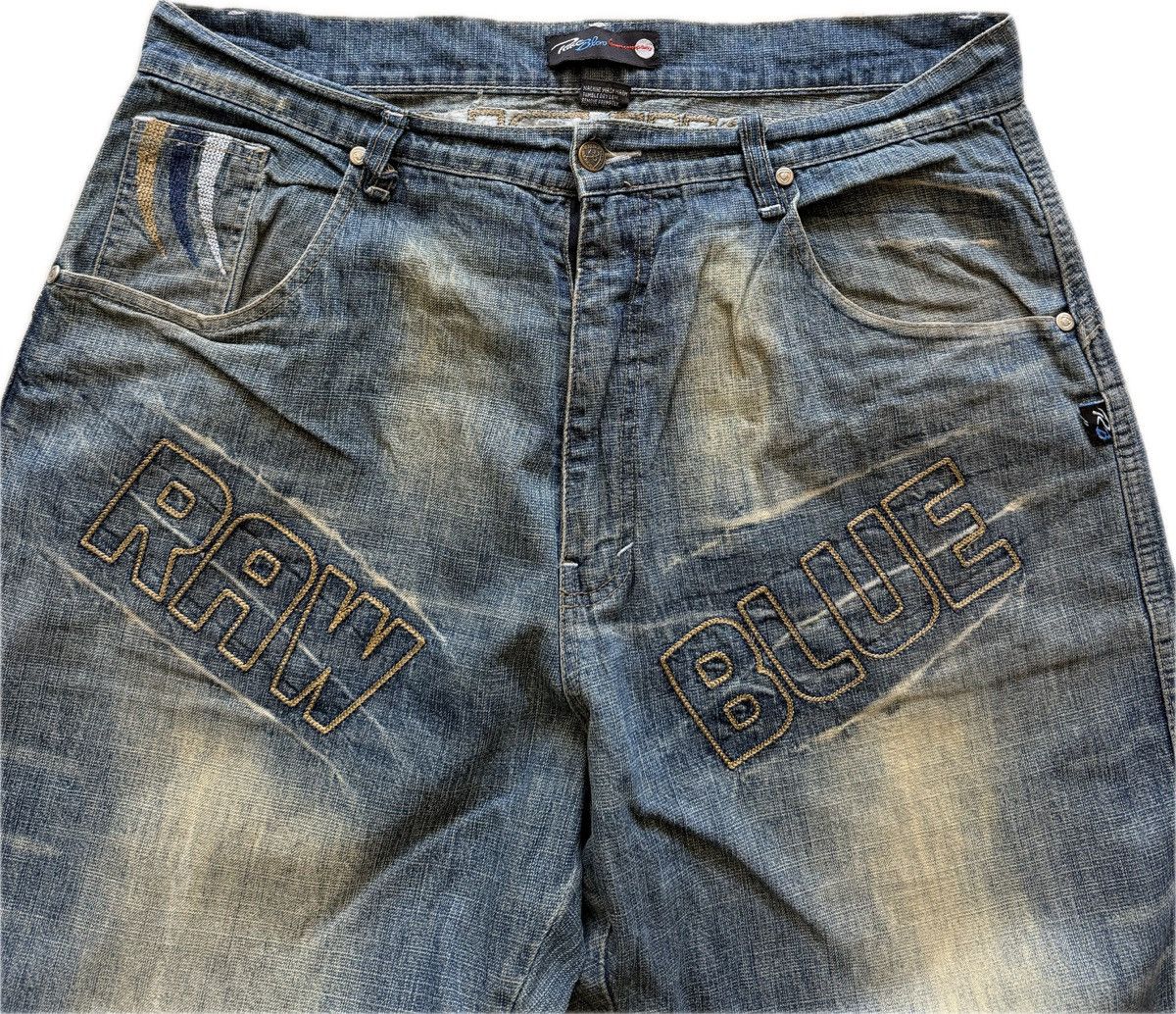 Other Y2K Raw Blue Spelled Out Jeans Size US 36 / EU 52 - 6 Thumbnail