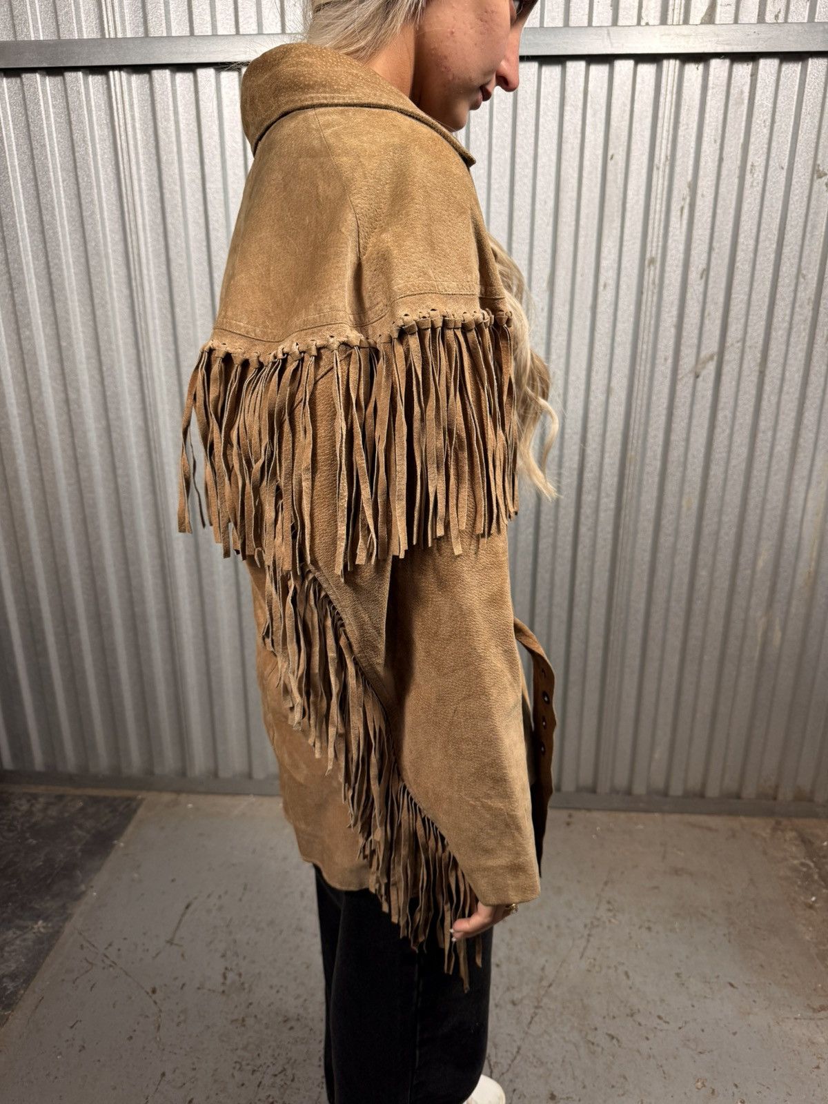 Other Insane Victoria Leather Hide Fringe Western Country Jacket Size M / US 6-8 / IT 42-44 - 9 Thumbnail