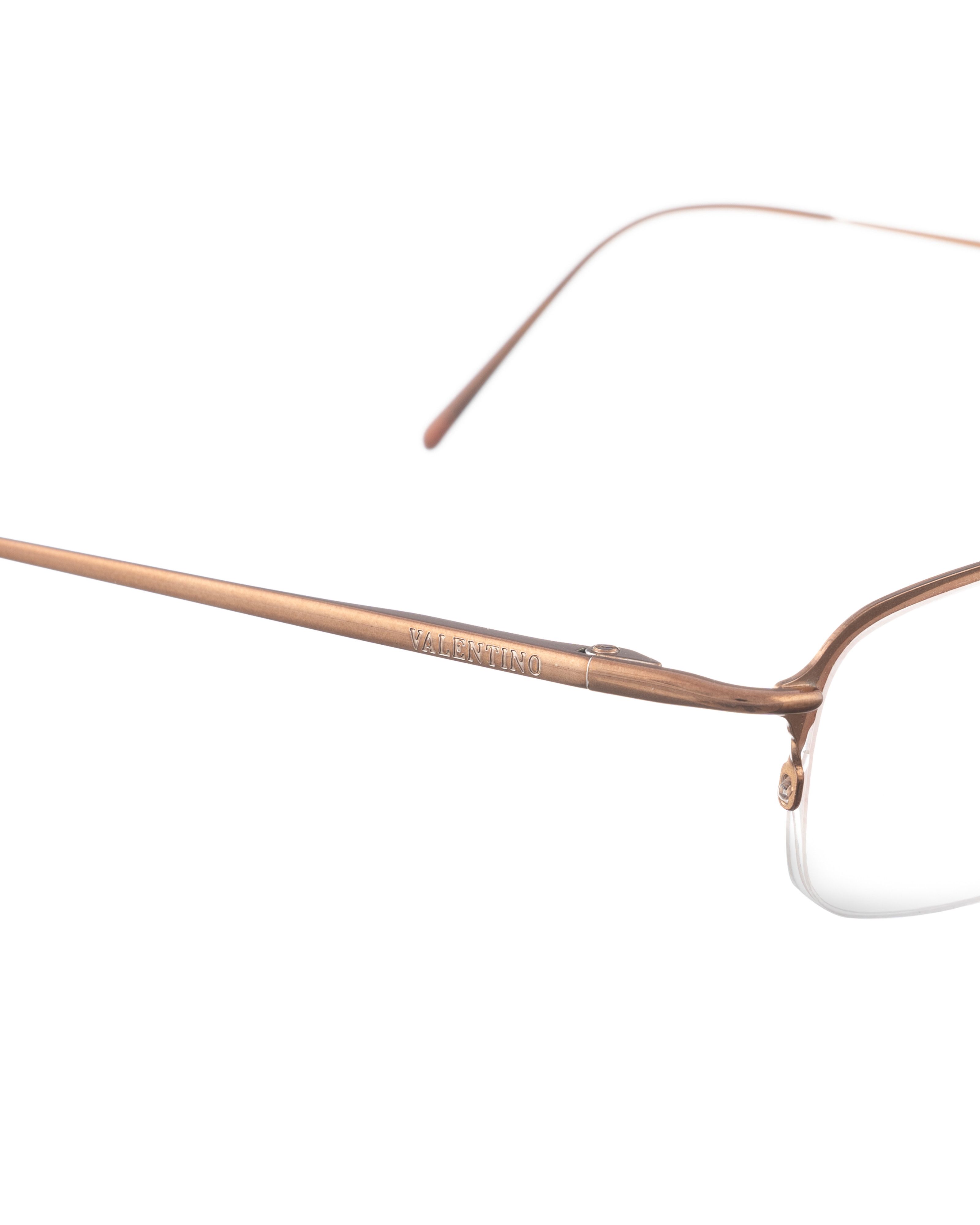 Valentino '90s Gold Rectangular Half-Rim Glasses