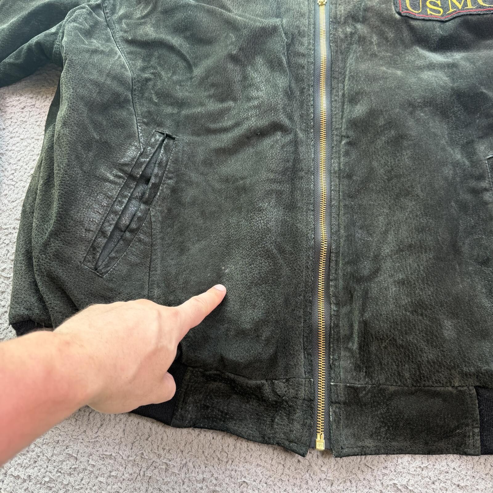 Leather Vintage 90s USMC Marines Leather Bomber Jacket Military 3XL Size US XXL / EU 58 / 5 - 8 Thumbnail