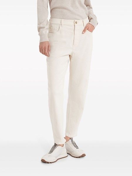 Brunello Cucinelli o1w1db10825 Woman Dyed Pants in Open White Size 26" / US 2 / IT 38 - 1 Thumbnail