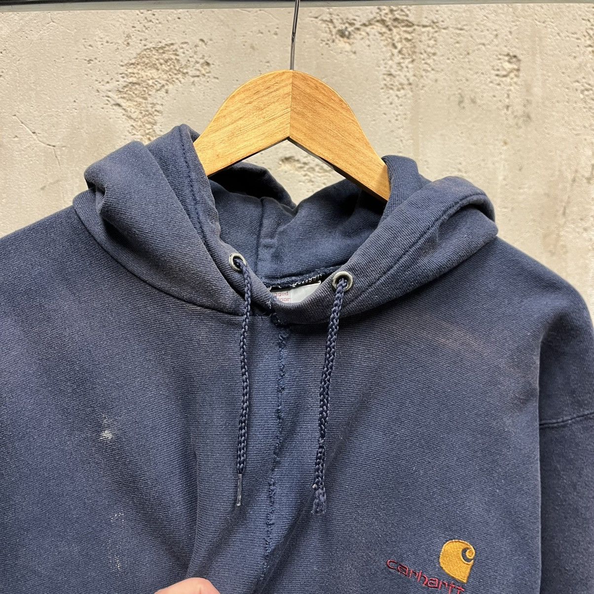 Carhartt Carhartt Vintage 90s Navy Blue Embroidered Hoodie Sweatshirt Size US XL / EU 56 / 4 - 4 Thumbnail