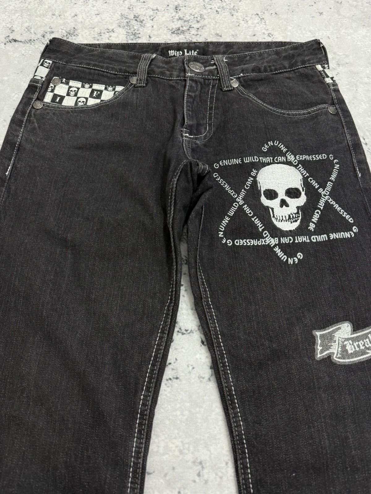 Seditionaries Y2K Wild Life Japan Skull Hexagram Punk Denim Jeans Size US 30 / EU 46 - 4 Thumbnail