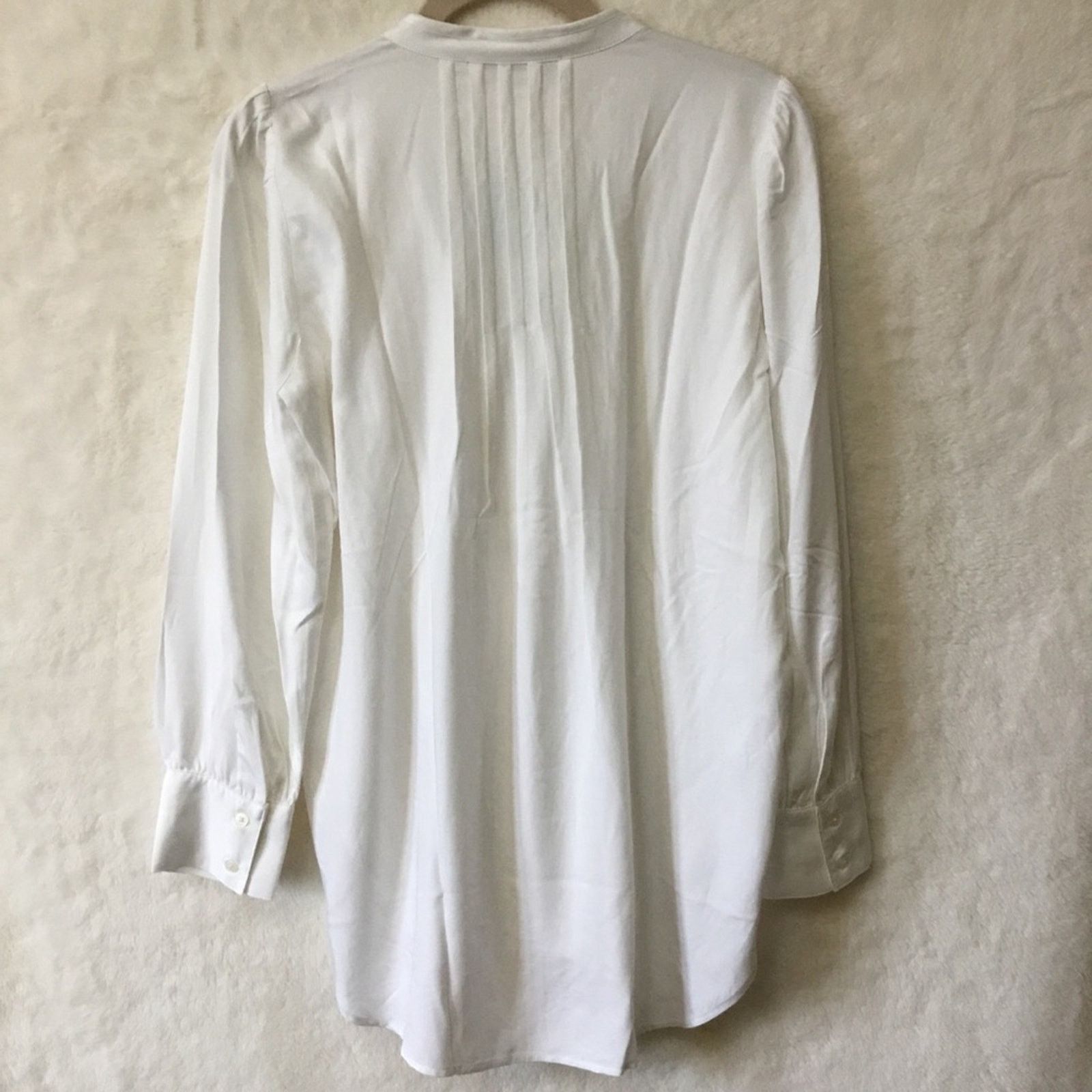 Loft Loft White Split Neck Tunic Blouse with Pintuck Details Size S / US 4 / IT 40 - 7 Thumbnail