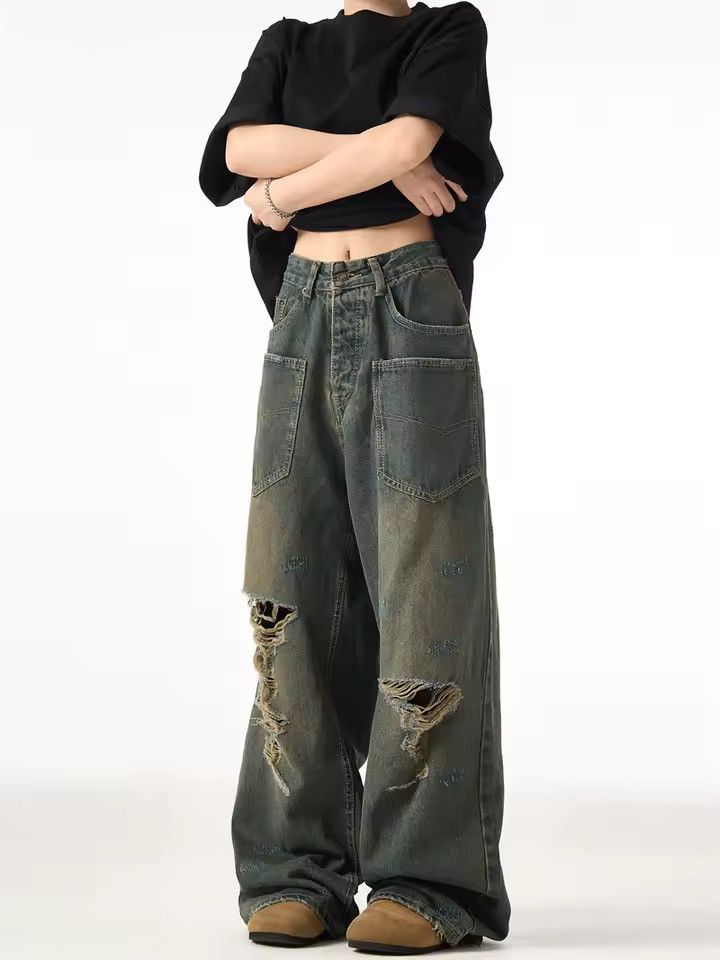 Other Washed Streetwear Hole Outdoor Baggy Y2k Jeans Size 27" / US 4 / IT 40 - 4 Thumbnail